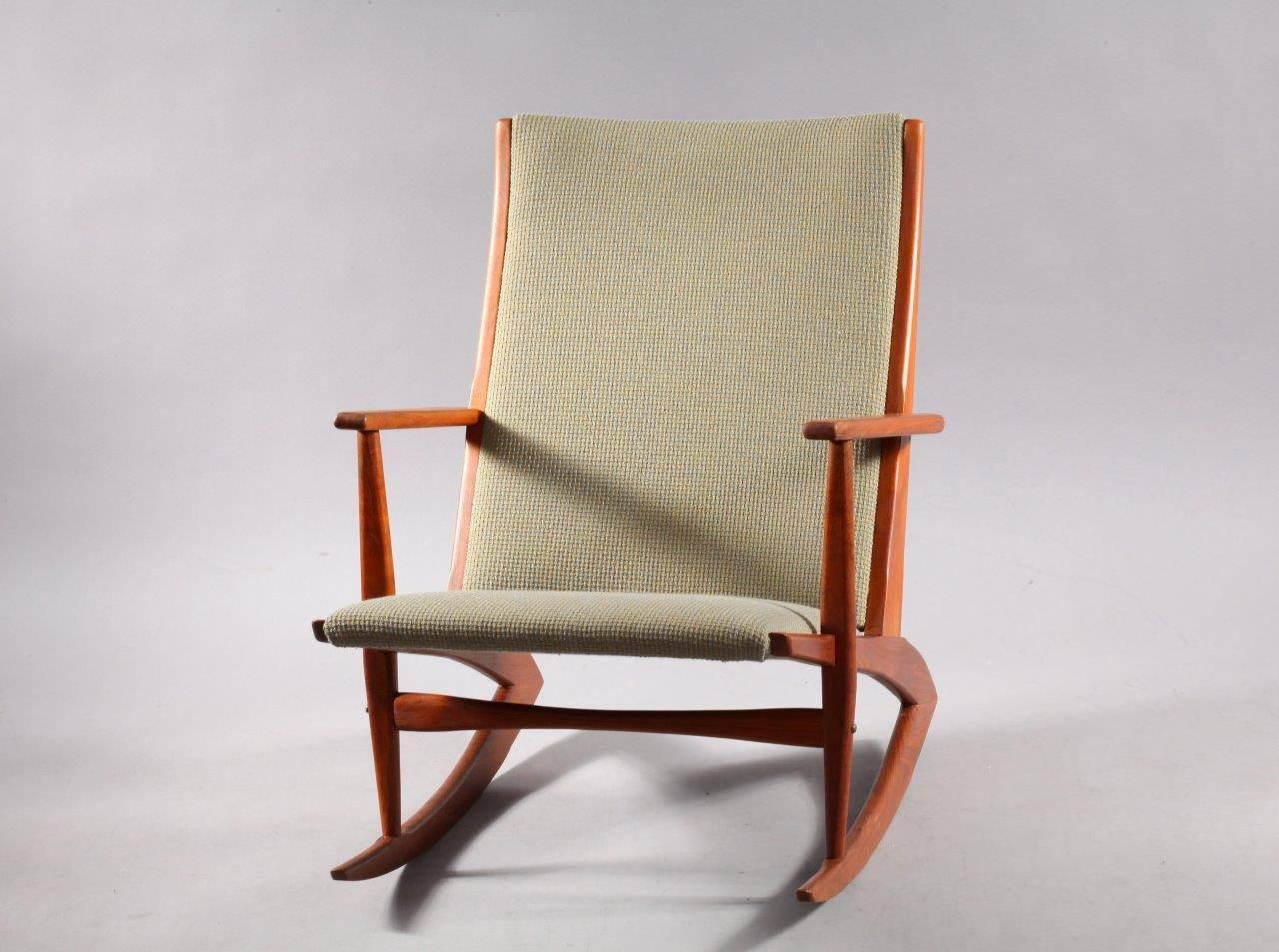 Rare Danish Teakwood Rocking Chair Holger Georg Jensen, 1950 In Excellent Condition In Vienna, Vienna