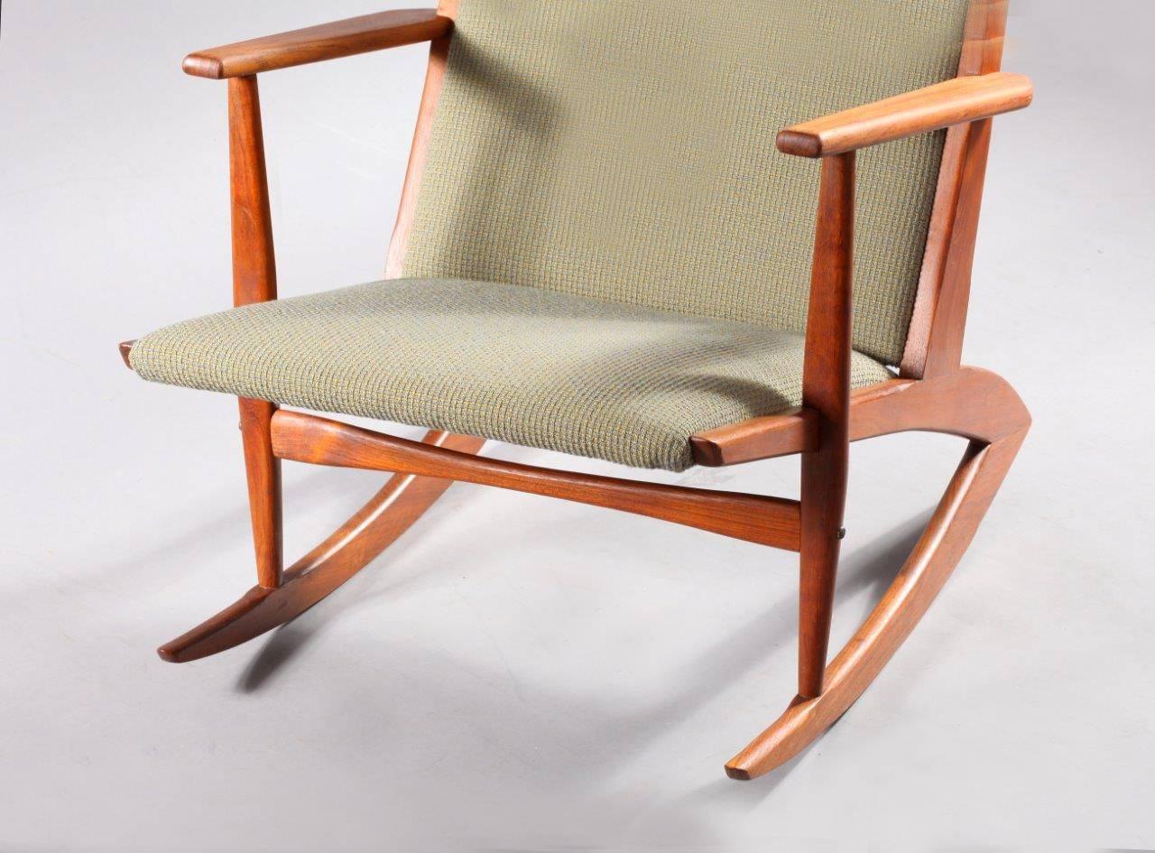 Wood Rare Danish Teakwood Rocking Chair Holger Georg Jensen, 1950
