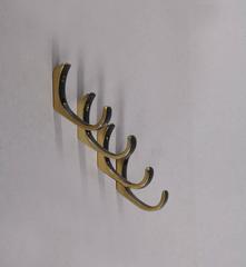 Set of Four Coat Wall Hooks Blackened Brass by Hertha Baller, Austria, 1950s