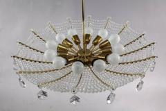 Seltene Schirm-Hängelampe aus Kristallglas von Rupert Nikoll Wien, 1950