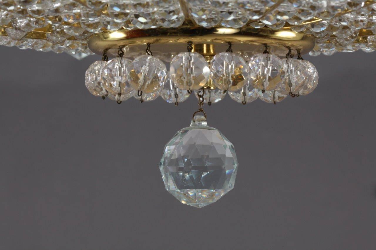 Mid-Century Modern Rare Umbrella Crystal Glass Hanging Lamp by Rupert Nikoll Vienna, 1950 For Sale