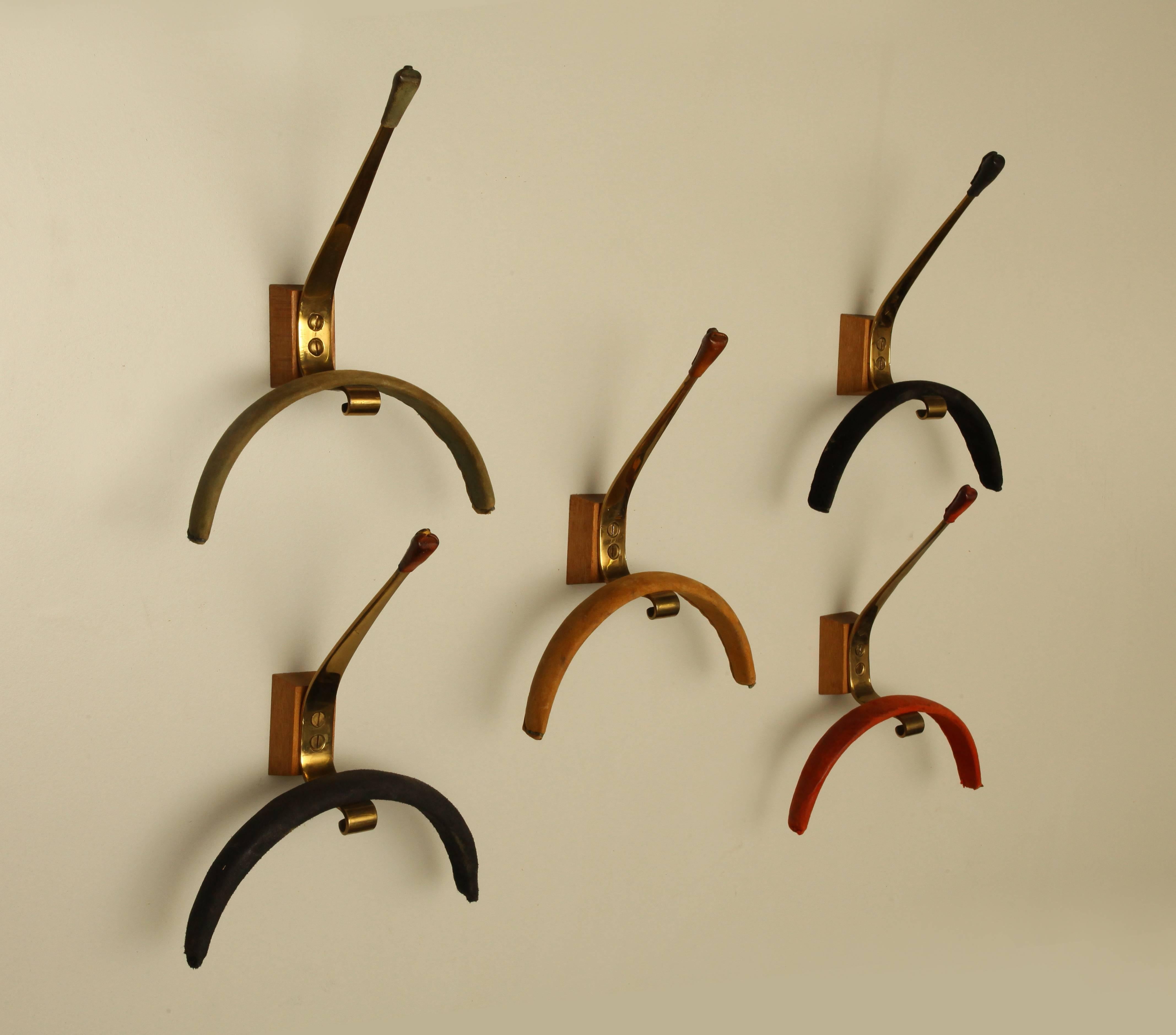 20th Century Set of Five Coat Hooks Attributed to Mathieu Matégot, Paris, 1950