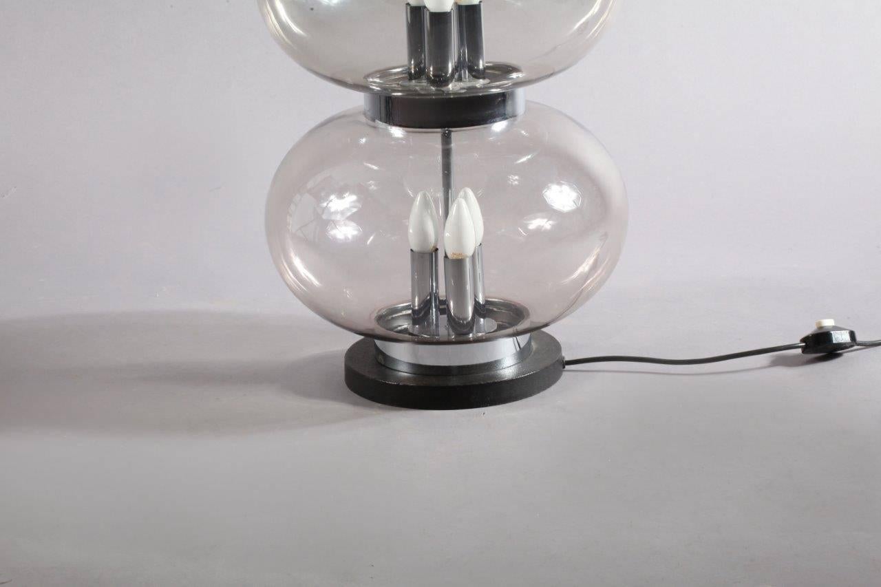 Huge Tablelamp with Smoked Glass Doria, 1970, Germany (Space Age)