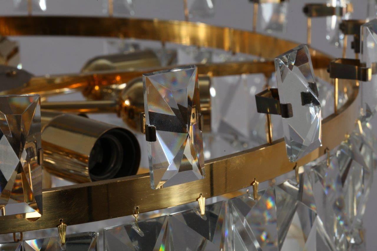 Brass Huge Spectacular Crystal Glass Chandelier Oswald Haerdtl, Lobmeyer, Vienna, 1972