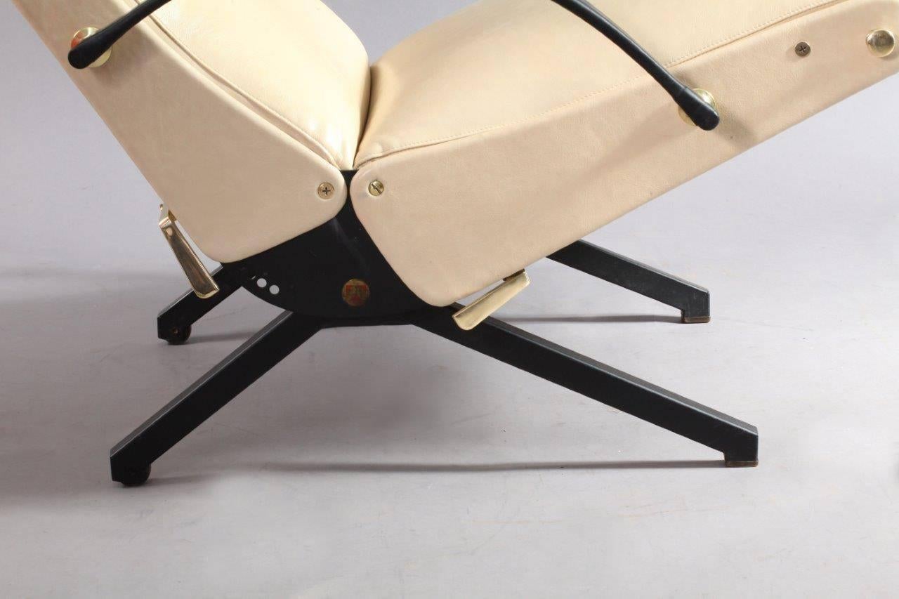 Italian 1950 Osvaldo Borsani P40 Relaxing System Leather Armchair