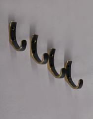 Set of Five Coat Wall Hooks Blackened Brass by Hertha Baller, Austria, 1950s
