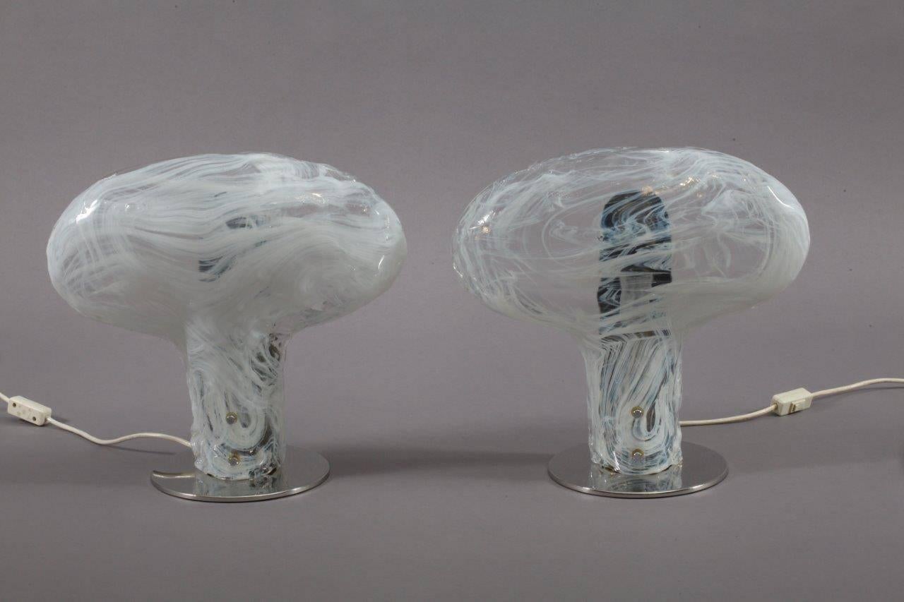 Late 20th Century Charming Pair of Murano Glass Tablelamps by Mazzega, Italy, 1970 For Sale
