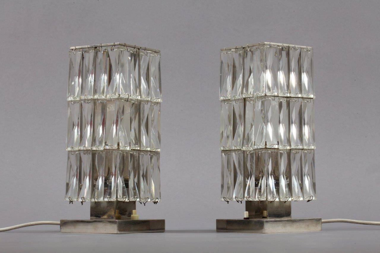 Austrian Pair of Crystal Glass Table Lamps by Bakalowits & Sohne, Vienna, 1950