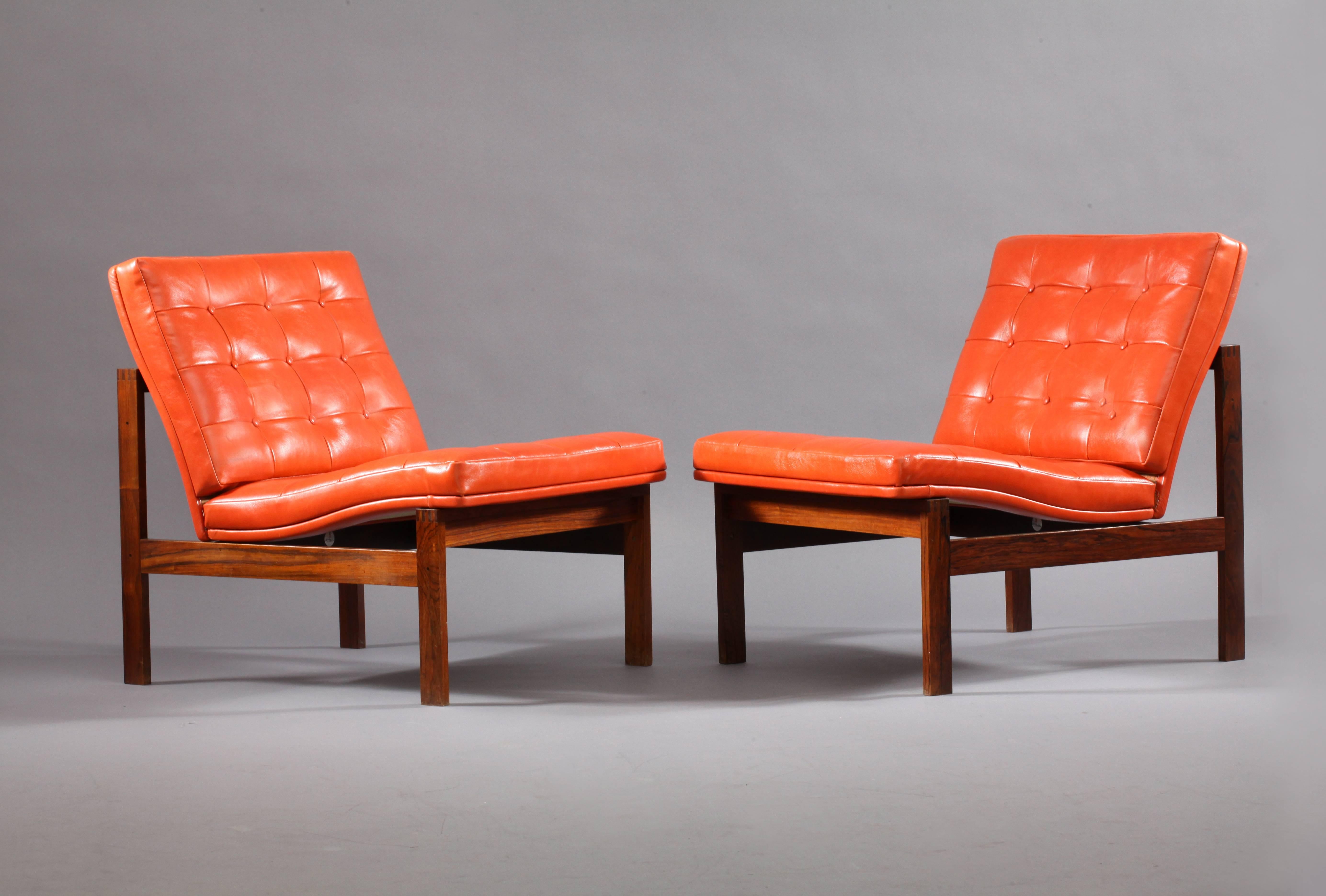 Scandinavian Modern Pair of Easy Chairs by Ole Gjerløv-Knudsen and Torben Lind for France and Son