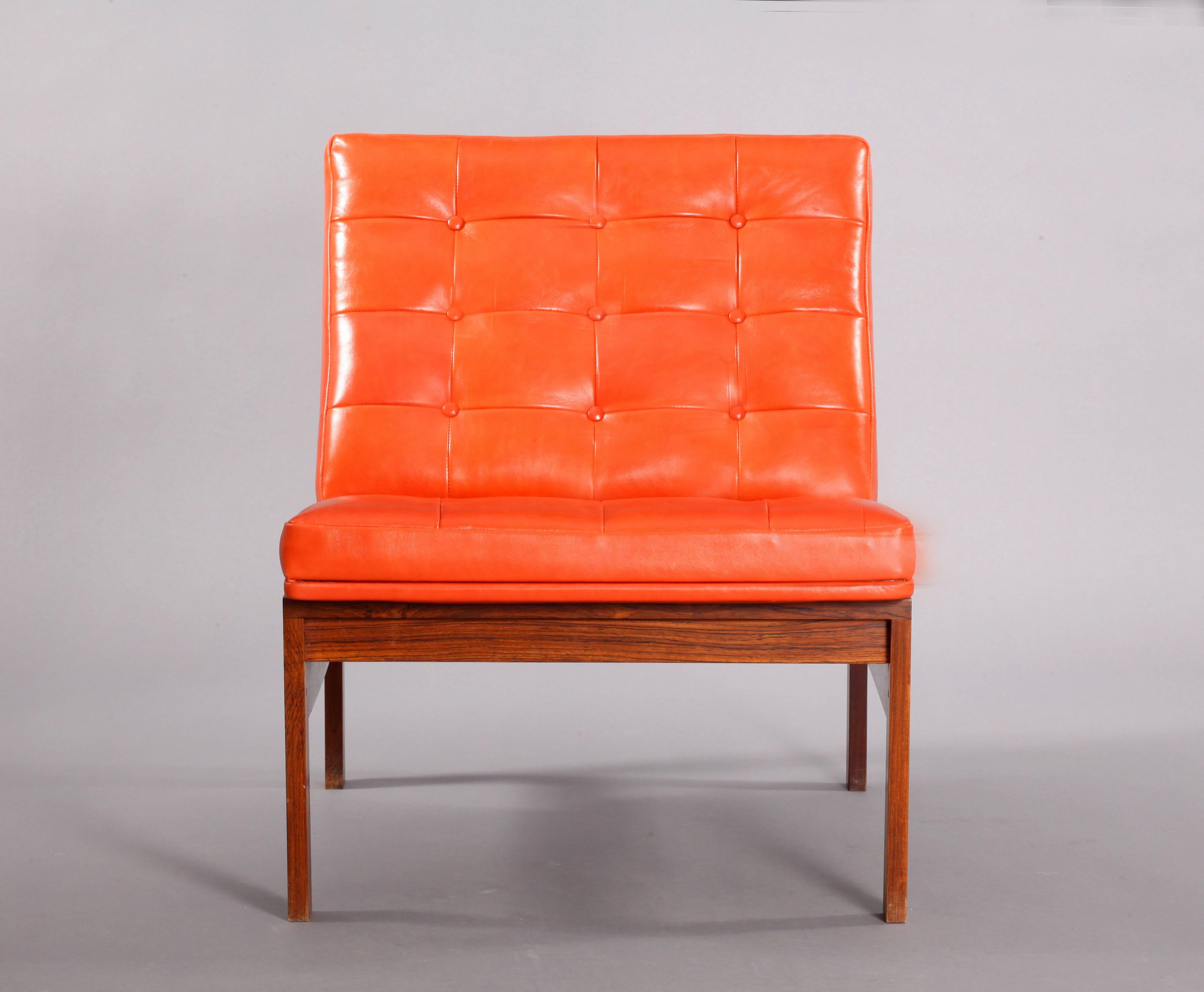 Leather Pair of Easy Chairs by Ole Gjerløv-Knudsen and Torben Lind for France and Son