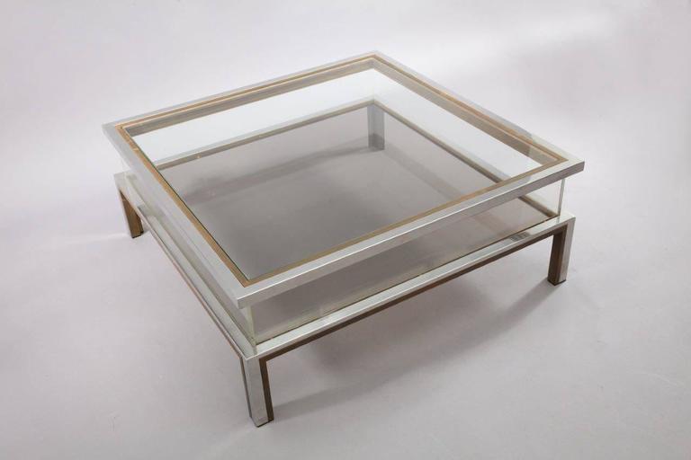 Maison Jansen Sliding Top Coffee Table In Brass And Chrome At 1stdibs Maison Jansen Sliding Top Coffee Table In Brass And Chrome France 1970 The