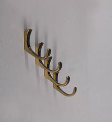 Set of Five Coat Wall Hooks Blackened Brass by Hertha Baller, Austria, 1950s