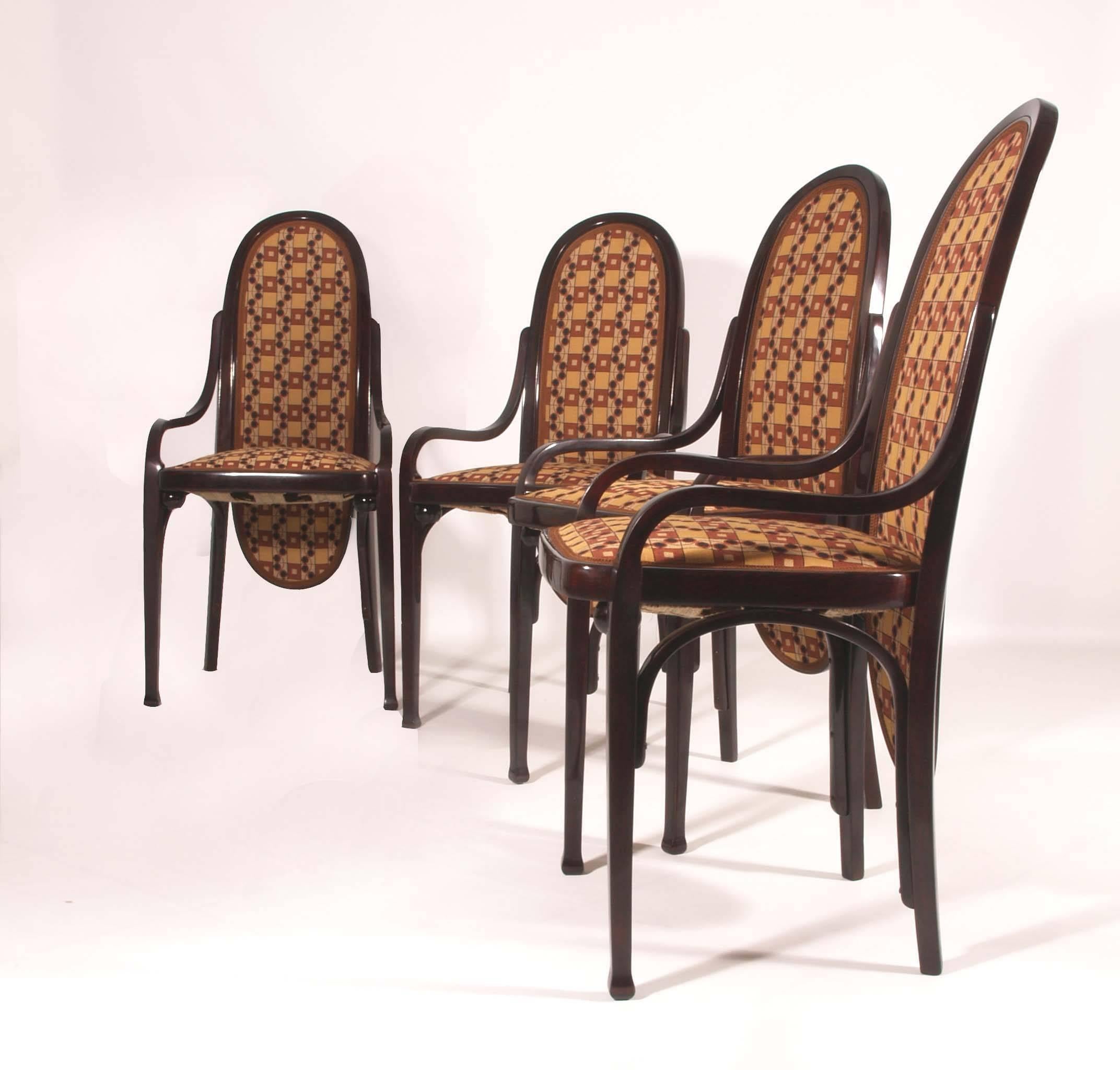 Four Art Nouveau Bentwood Chairs Thonet, Vienna, 1900 (Art nouveau)