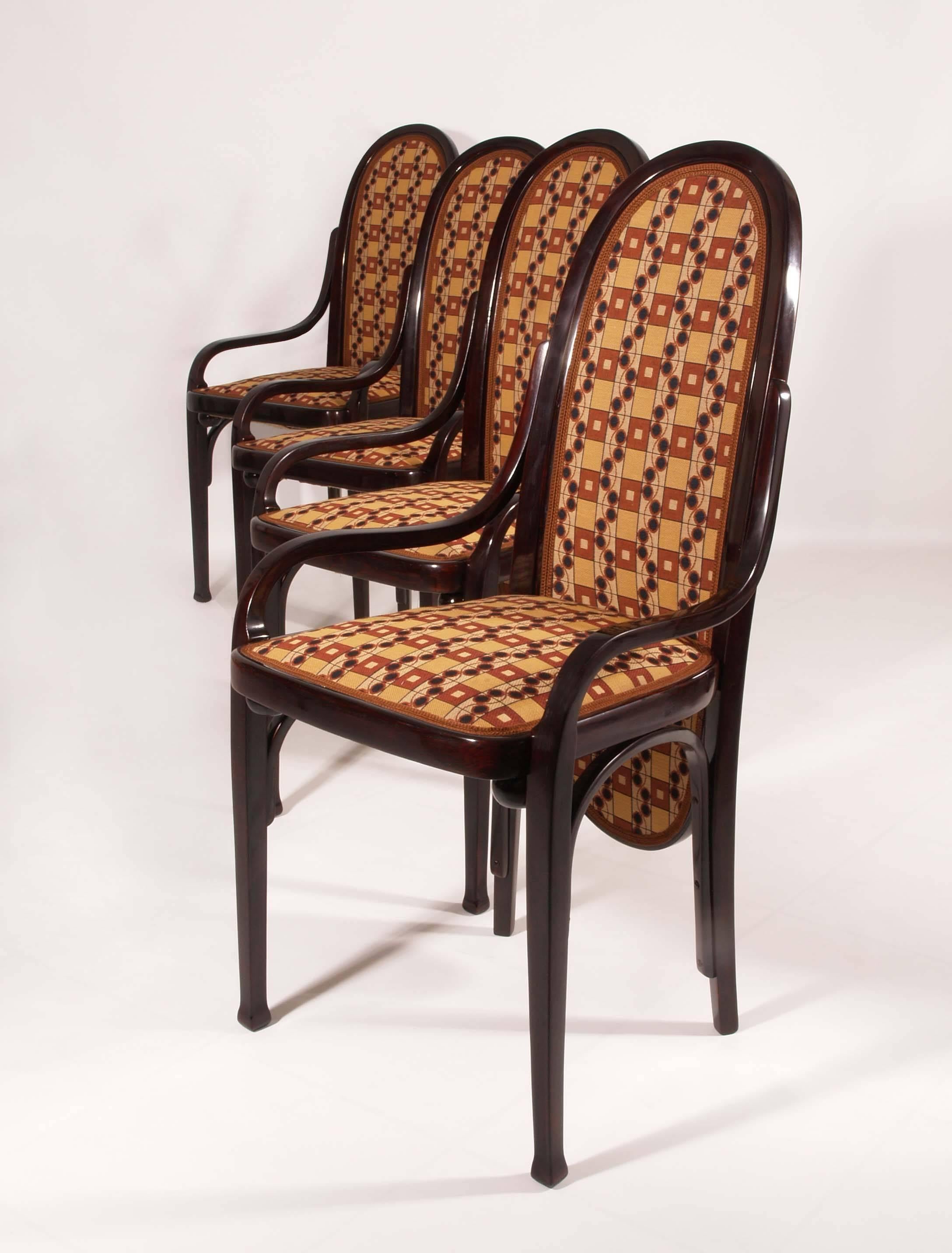 Four Art Nouveau Bentwood Chairs Thonet, Vienna, 1900 (Österreichisch)