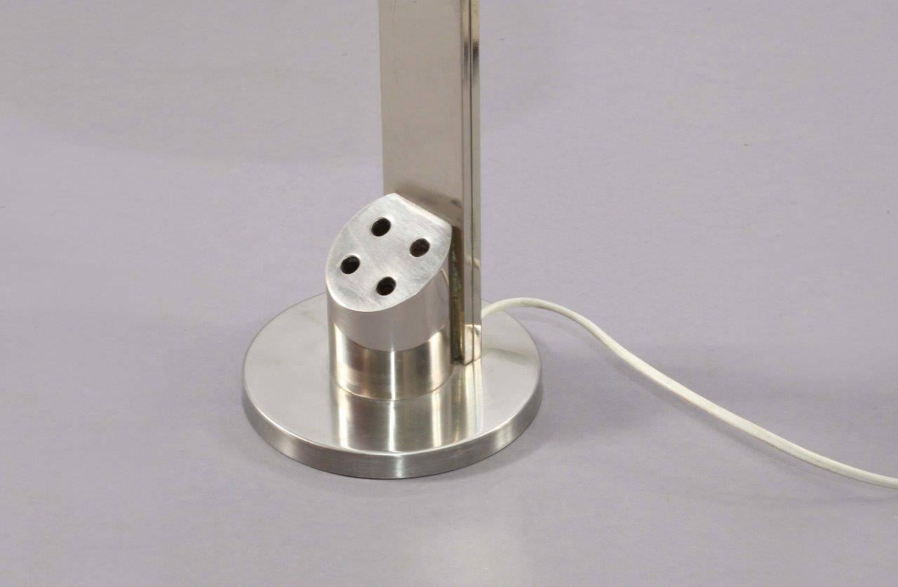 Desk lamp,
designed in the manner of Charles Maison,
France, 1970.
Chrome base and shade.