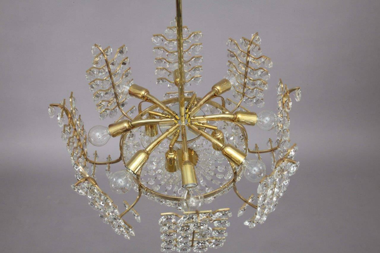 Mid-Century Modern Beautiful Crystal Glass Chandelier by Bakalowits, Vienna, 1950 For Sale