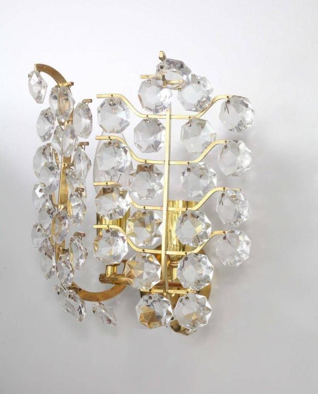 Pair of Crystal Glass Wall Sconces by Bakalowits und Sohne For Sale at 1stdibs