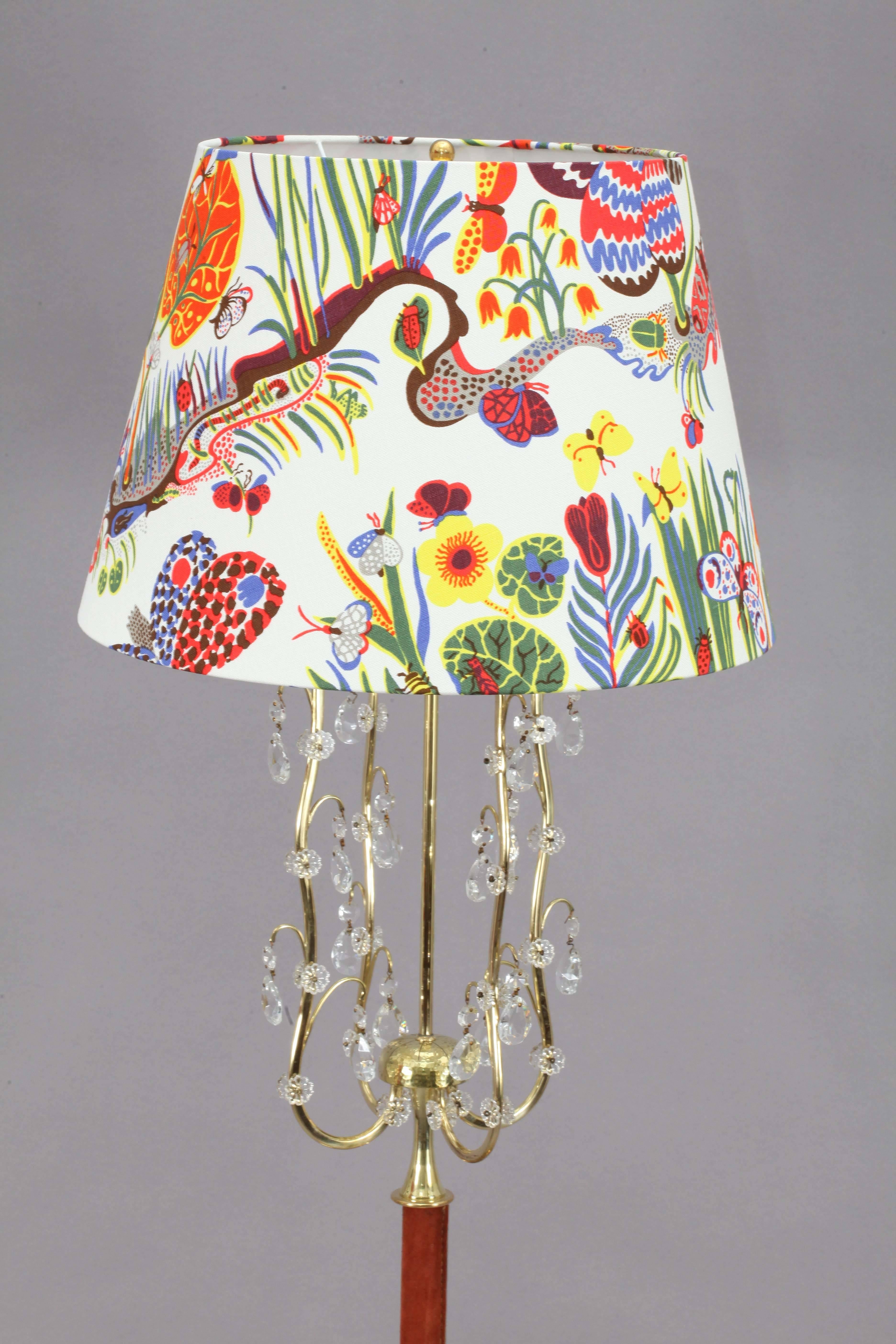 20th Century Charming Floor Lamp by Rupert Nikoll with Fabric Shade by Josef Frank