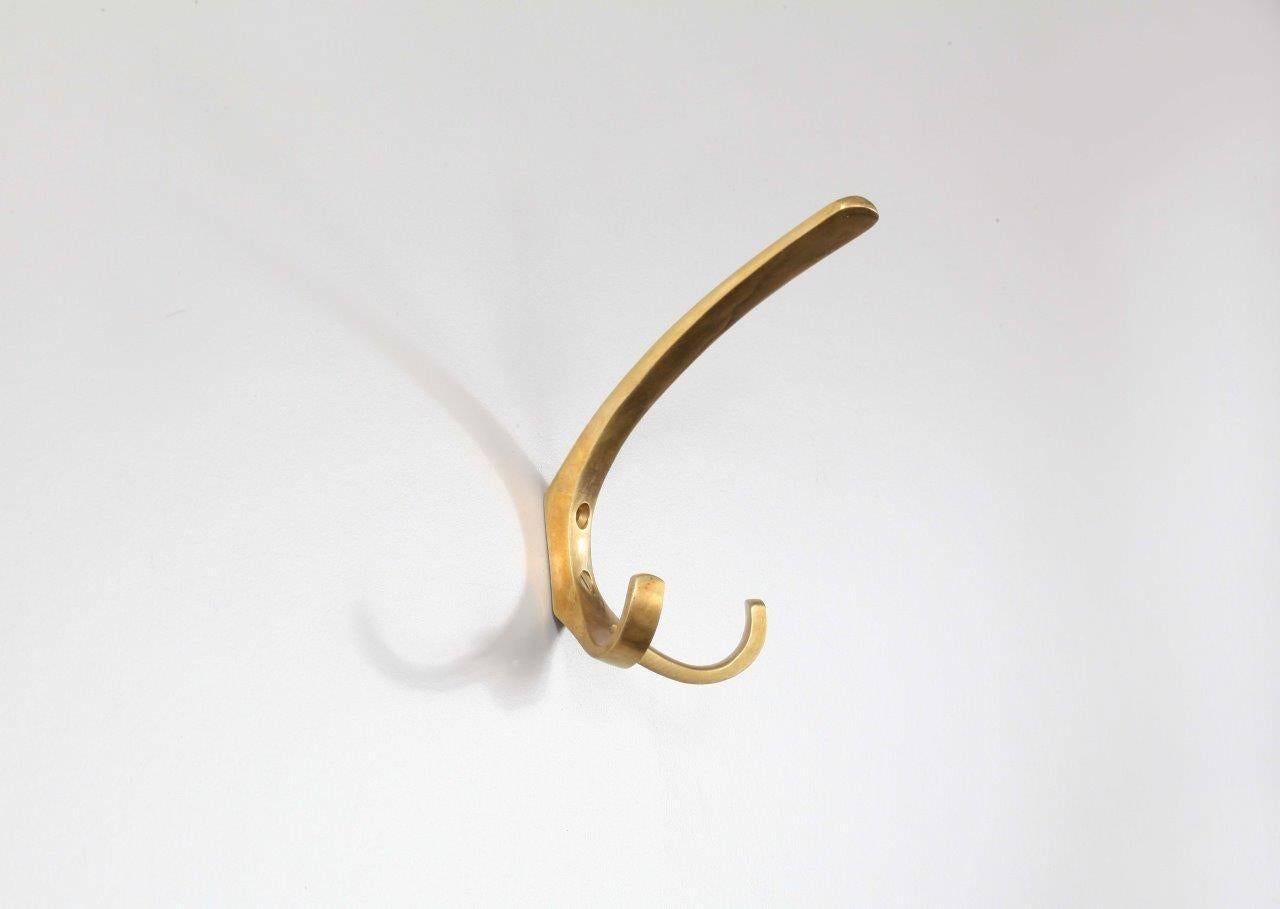 Austrian Five Brass Double Hooks with Fitting Brass Screws