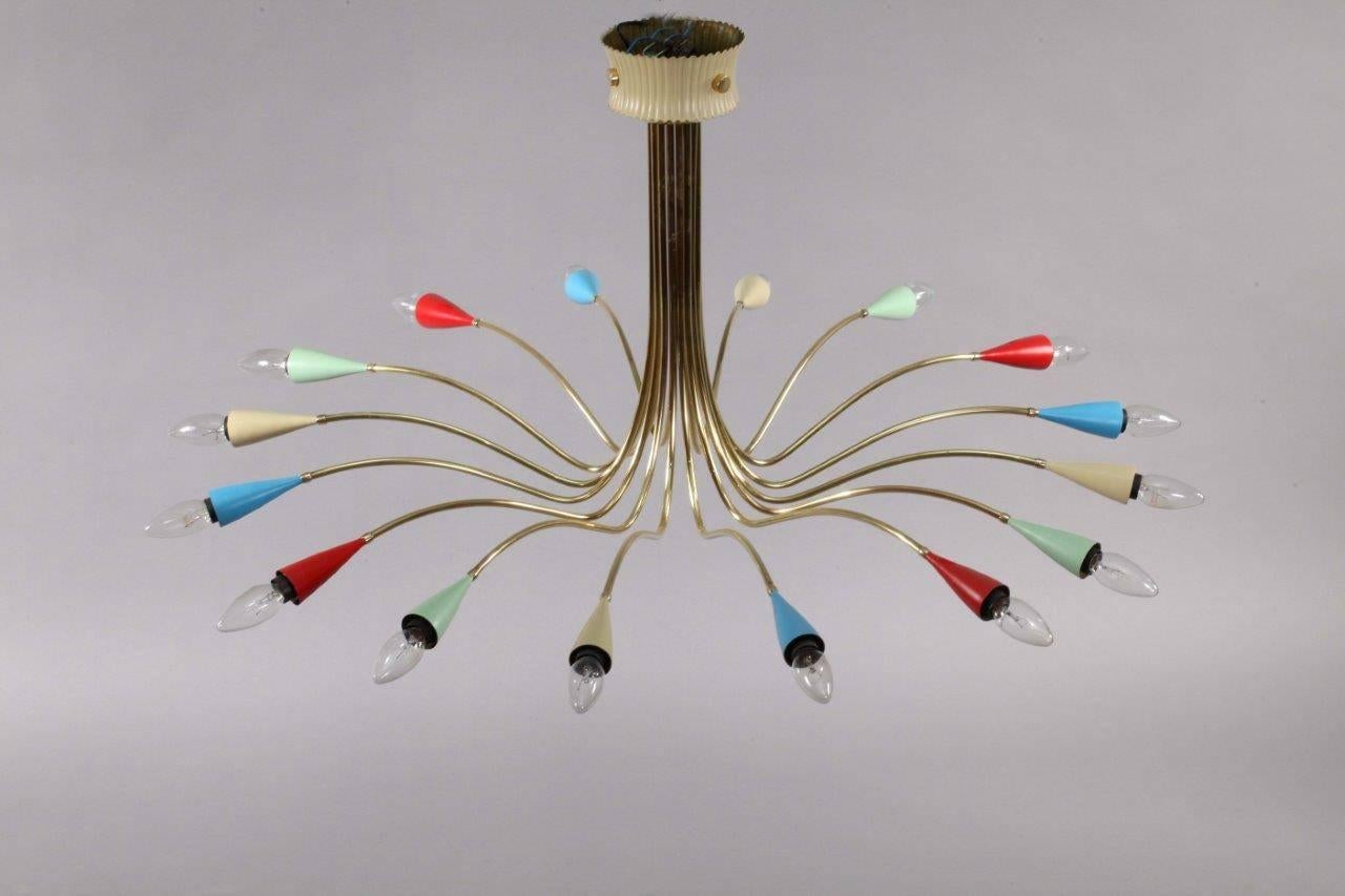 Brass Colorful Italian Sputnik Designed by Arredoluce, 1950