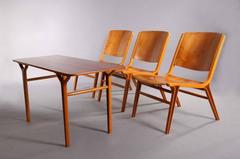 Three AX Chairs and Table  by Peter Hvidt and Orla Mølgaard Nielsen