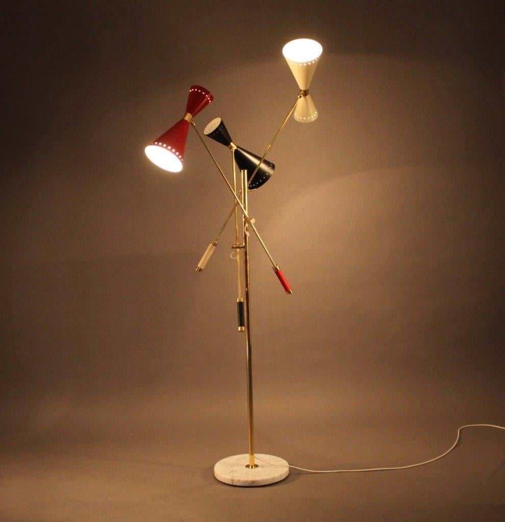 Austrian Italian Floor Lamp in the Manner of Stilnovo with Movable Arms
