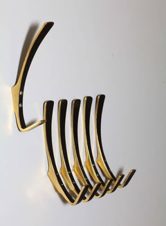 Six Metal Wardrobe Hooks Vienna 1950 with Fitting Brass Screws