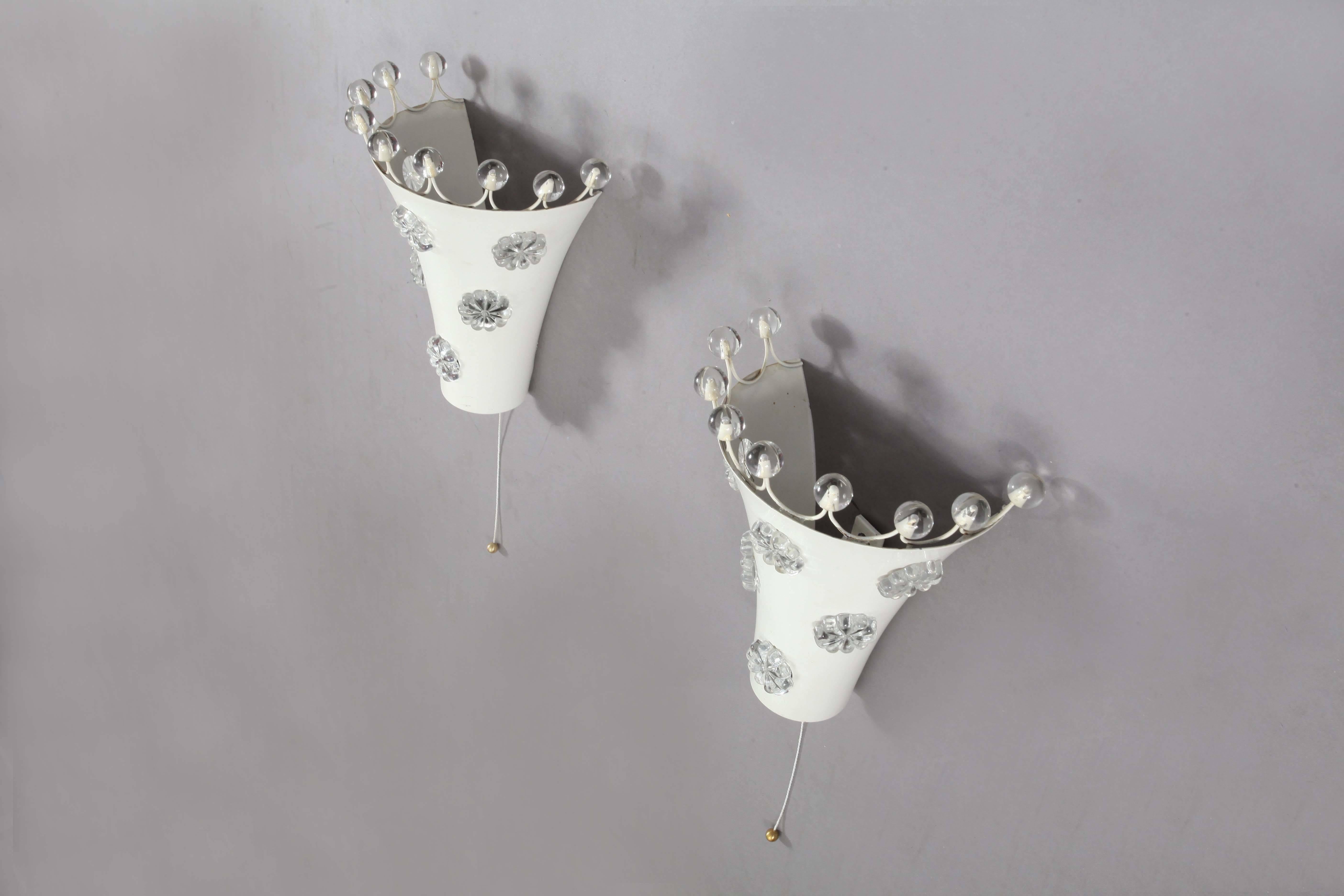 Metal Combination of Two Wall Sconces and a Ceiling Flush Mount by Rupert Nikoll