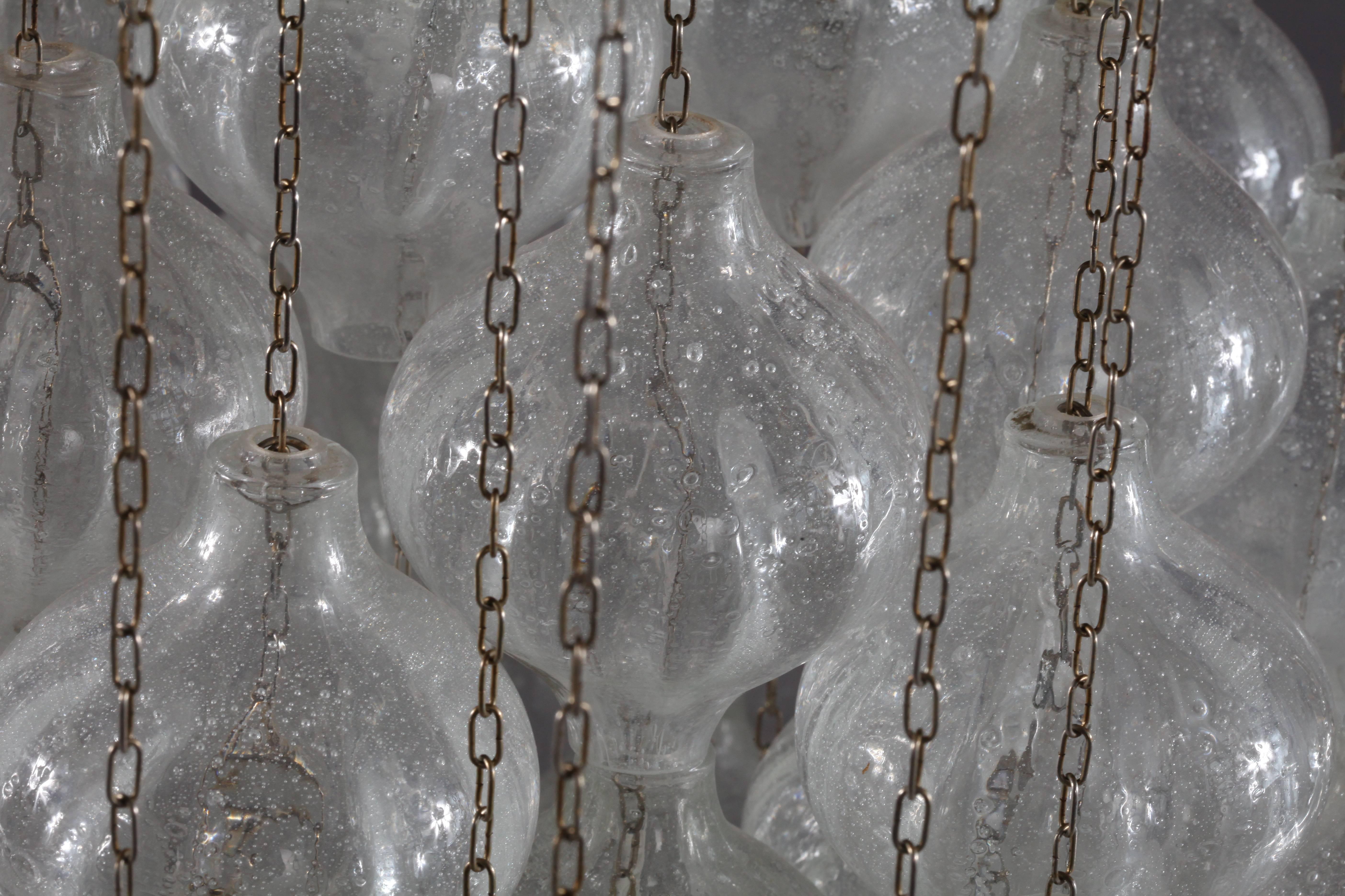 Mid-Century Modern Huge Rare 'Tulipan' Glass Pendant Chandeliers by J.T. Kalmar, Austria, Vienna