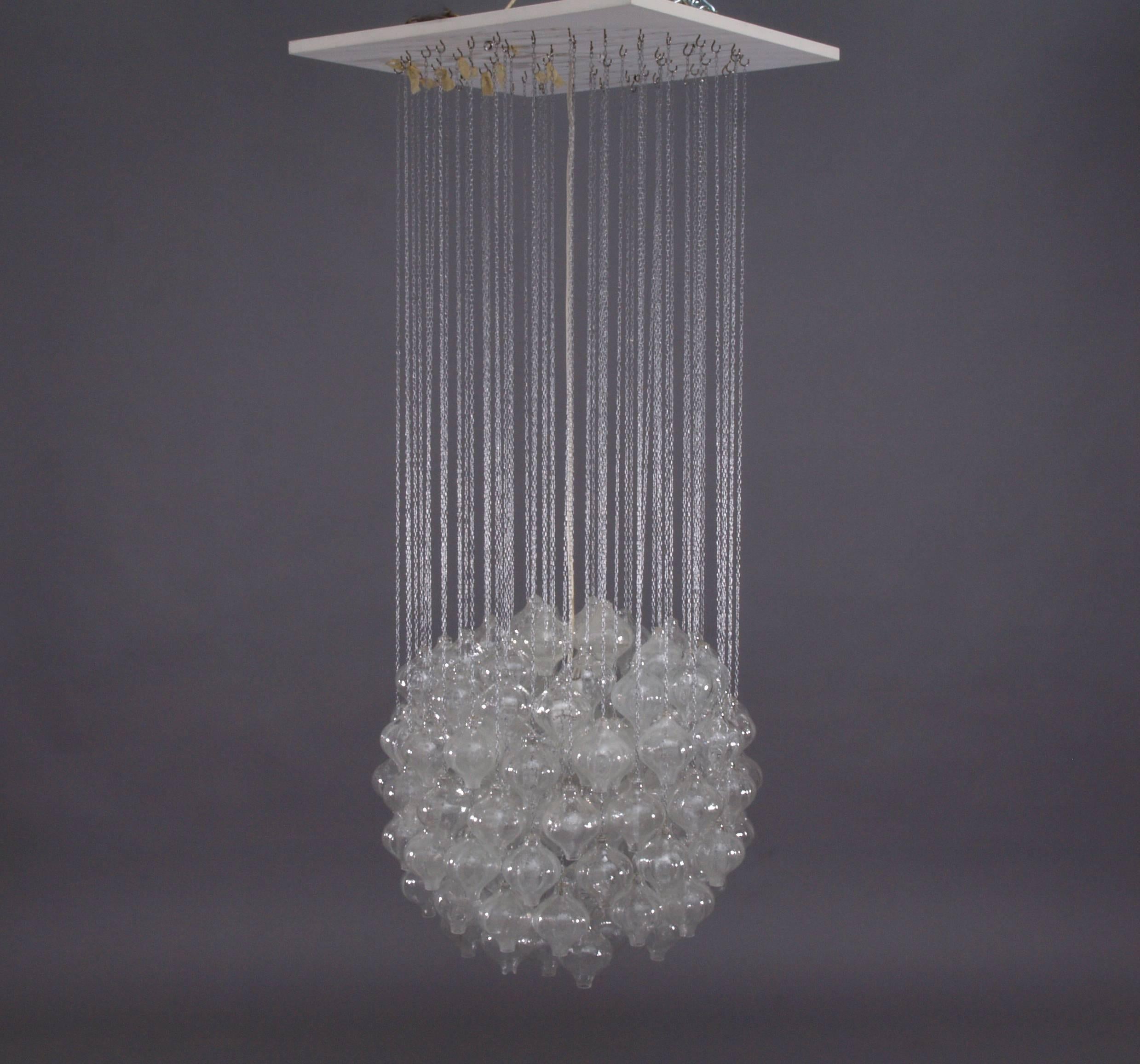 Austrian Huge Rare 'Tulipan' Glass Pendant Chandeliers by J.T. Kalmar, Austria, Vienna