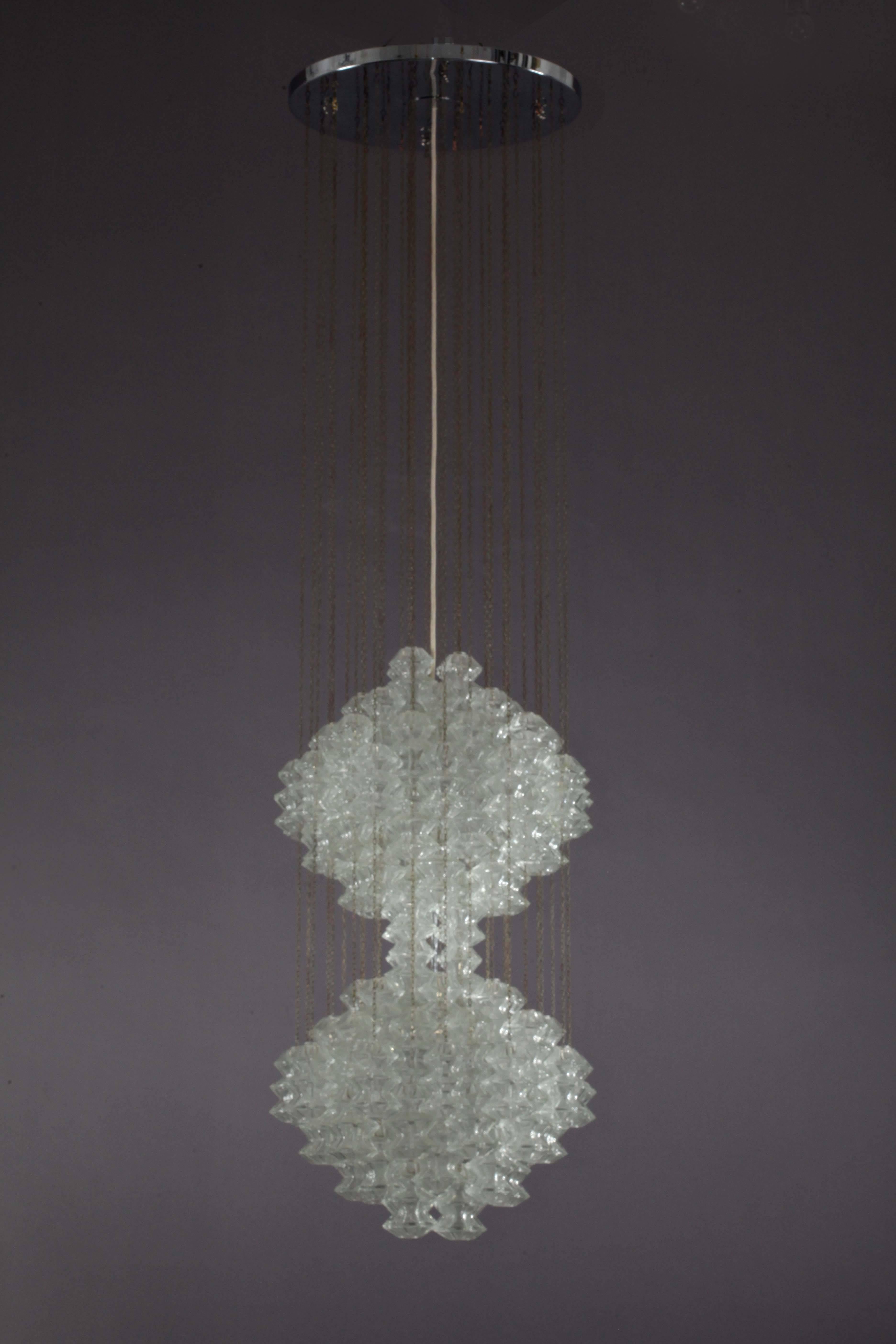 Mid-Century Modern Rare J. T. Kalmar Chrystal Glass Chandelier Model Pagoda-Vienna, 1960