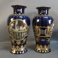 Art Nouveau Pottery Pair of Royal Limoges Vases, 1910 - 1920