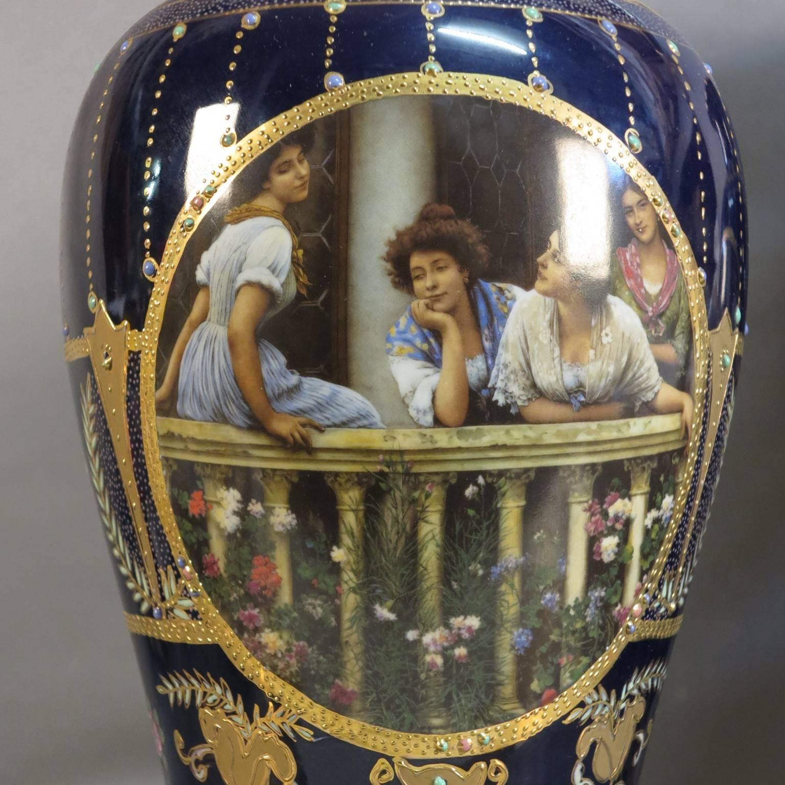 French Art Nouveau Pottery Pair of Royal Limoges Vases, 1910 - 1920 For Sale