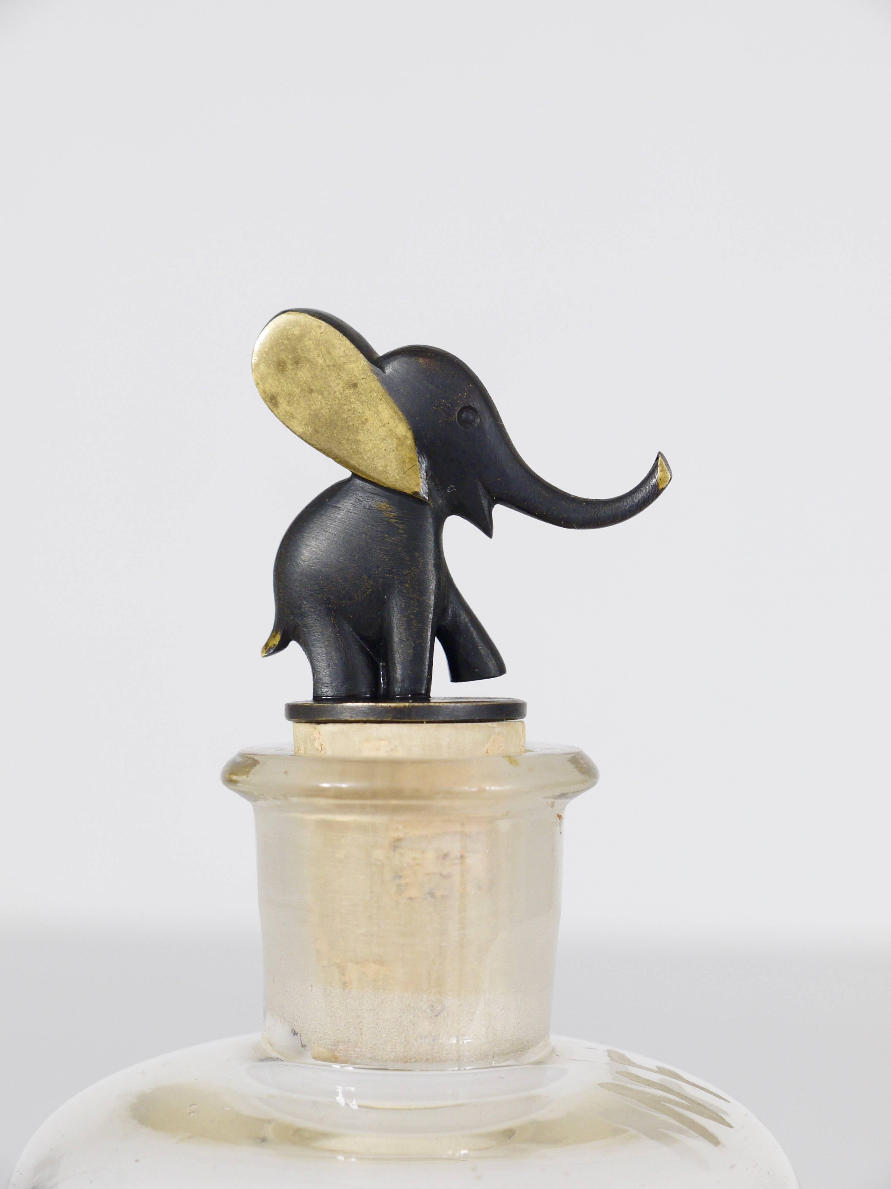 Walter Bosse Elephant Bottle Stopper, Brass, Hertha Baller, Austria, 1950s In Excellent Condition In Vienna, AT