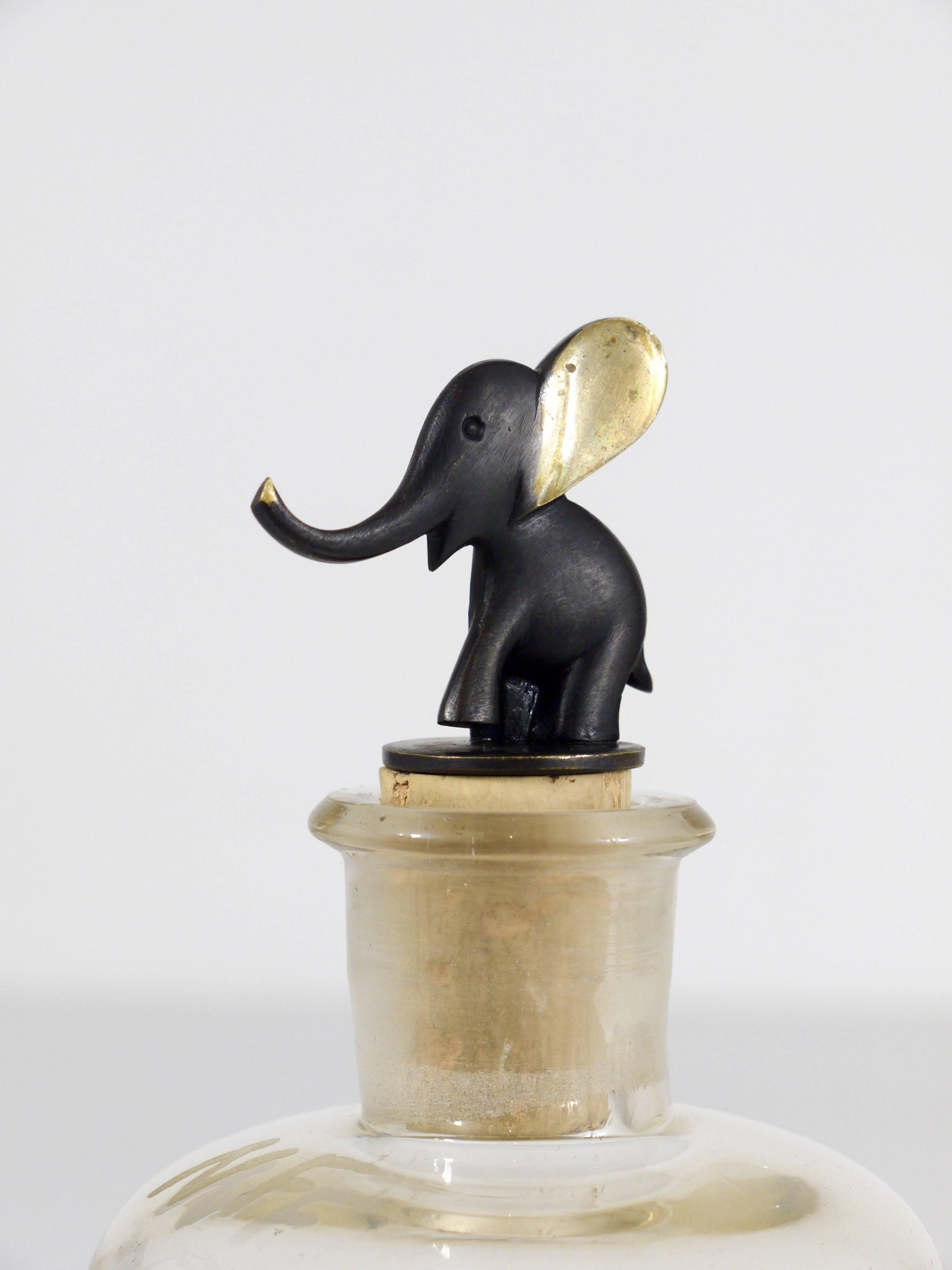 20th Century Walter Bosse Elephant Bottle Stopper, Brass, Hertha Baller, Austria, 1950s