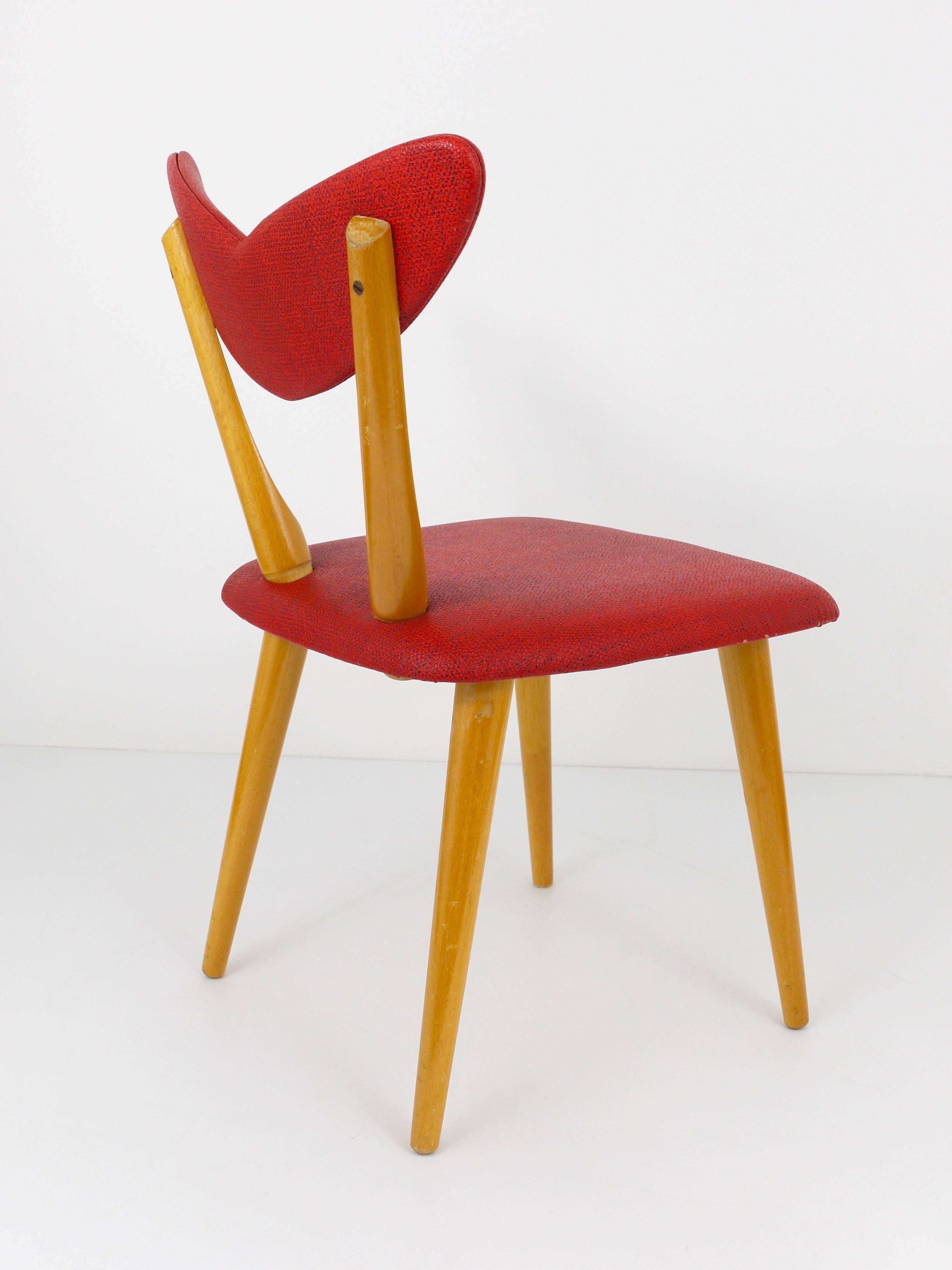 Red Heart Mid Century Modern Chair for Children,  Austria, 1950s For Sale 2