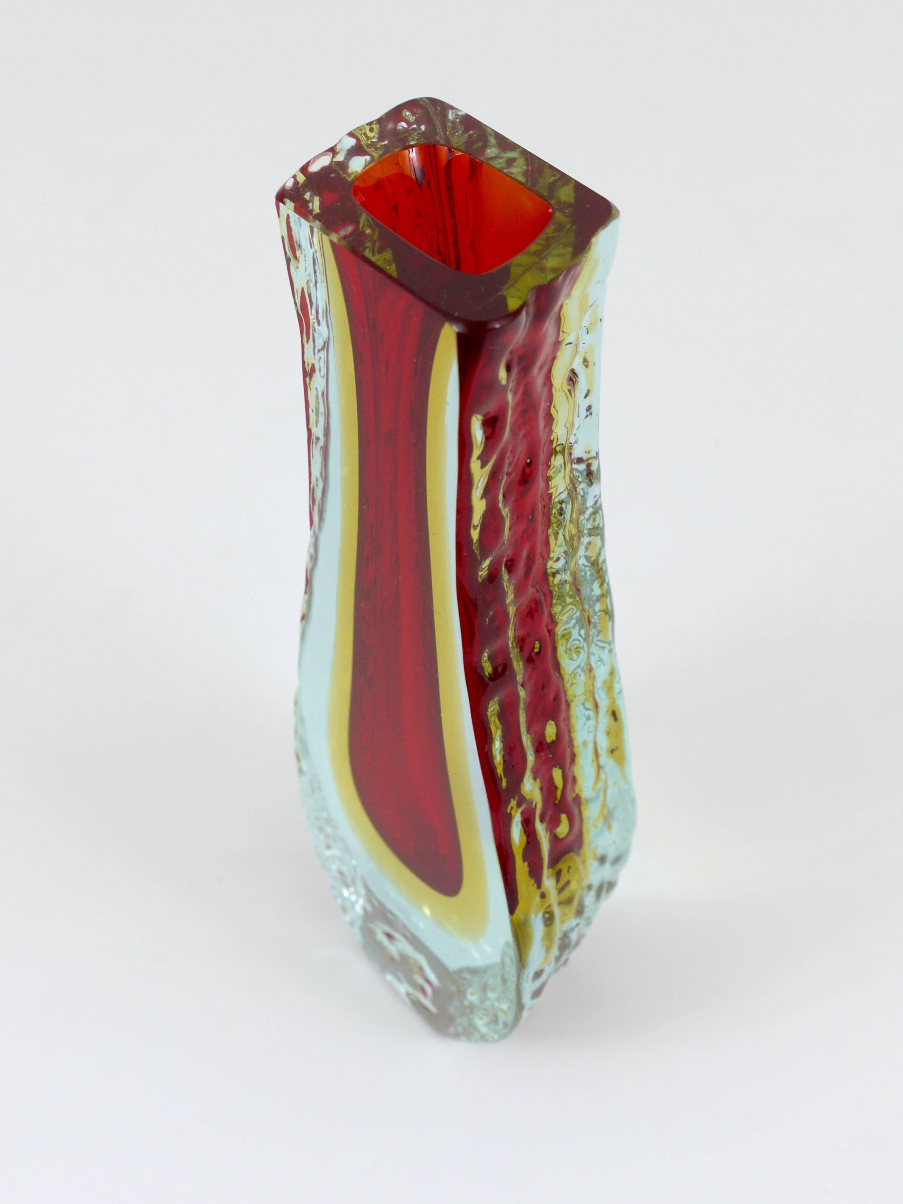 20th Century Beautiful Italian Sommerso Glass Vase by Mandruzzato, Murano, 1960s