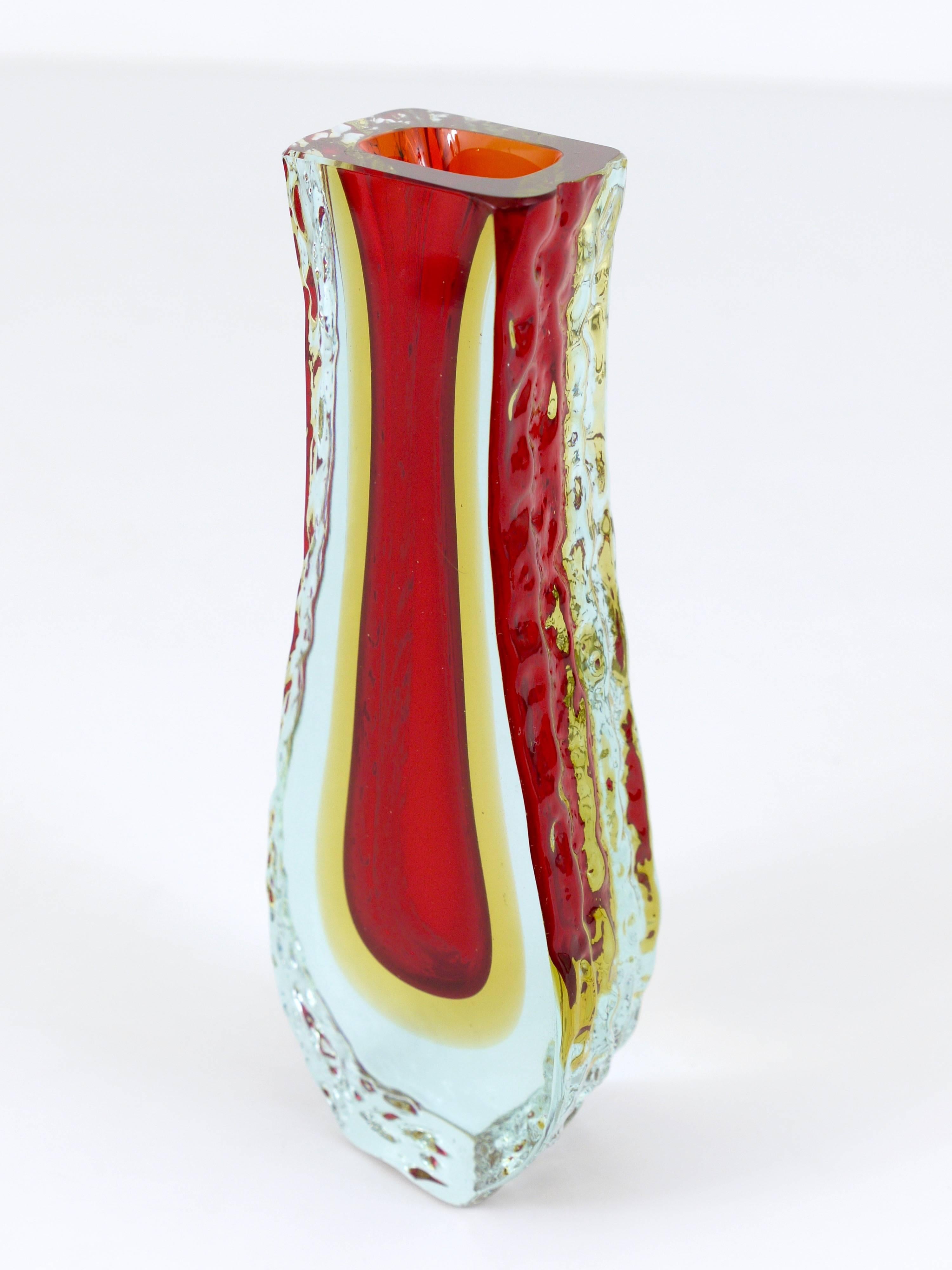 Murano Glass Beautiful Italian Sommerso Glass Vase by Mandruzzato, Murano, 1960s