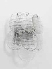 J.T. Kalmar Blatt Modernist Ice Glass Disc Sconce Wall Light, Austria, 1960s