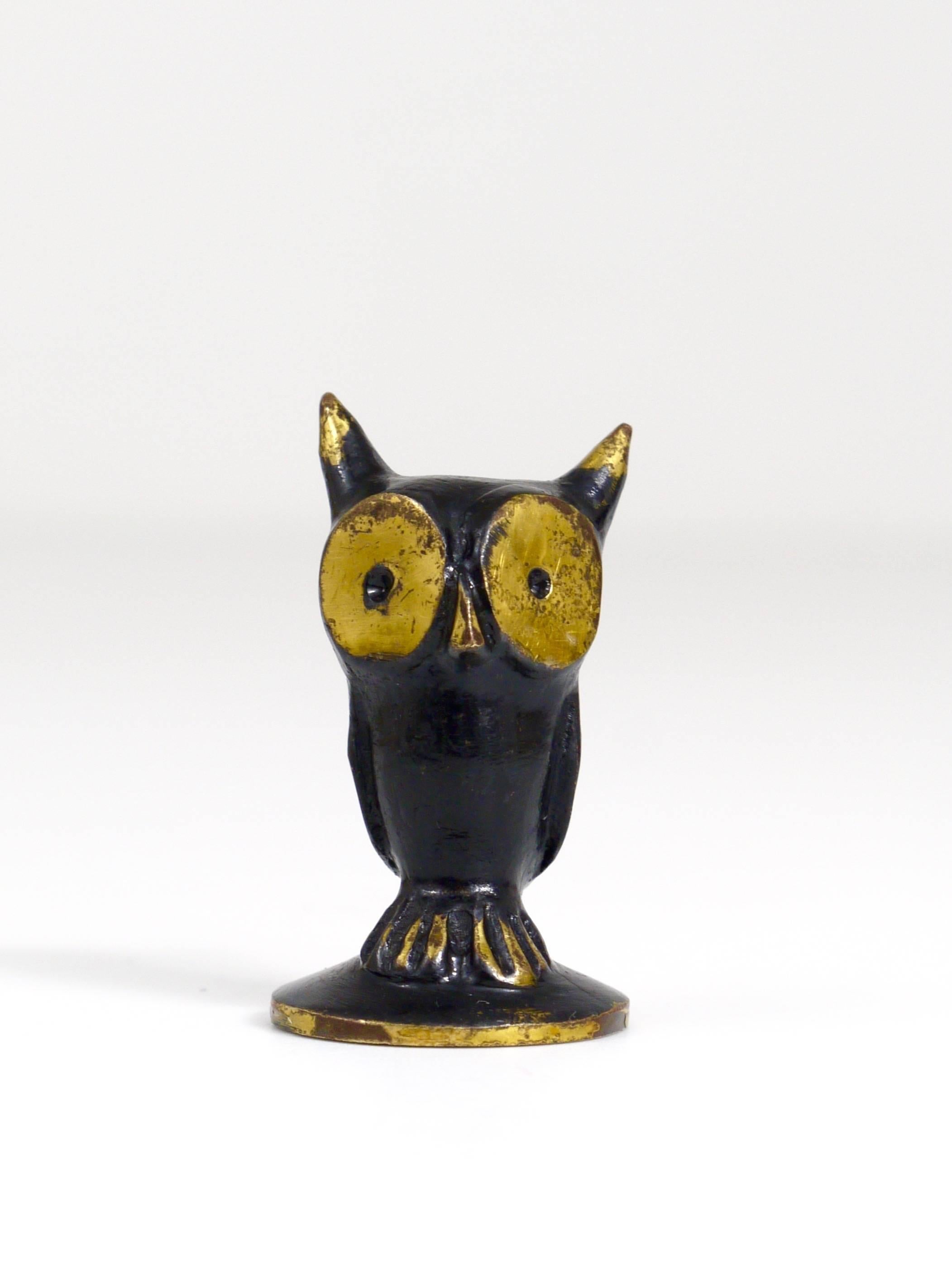 Walter Bosse Brass Owl Figurine, Hertha Baller, Austria, 1950s 1
