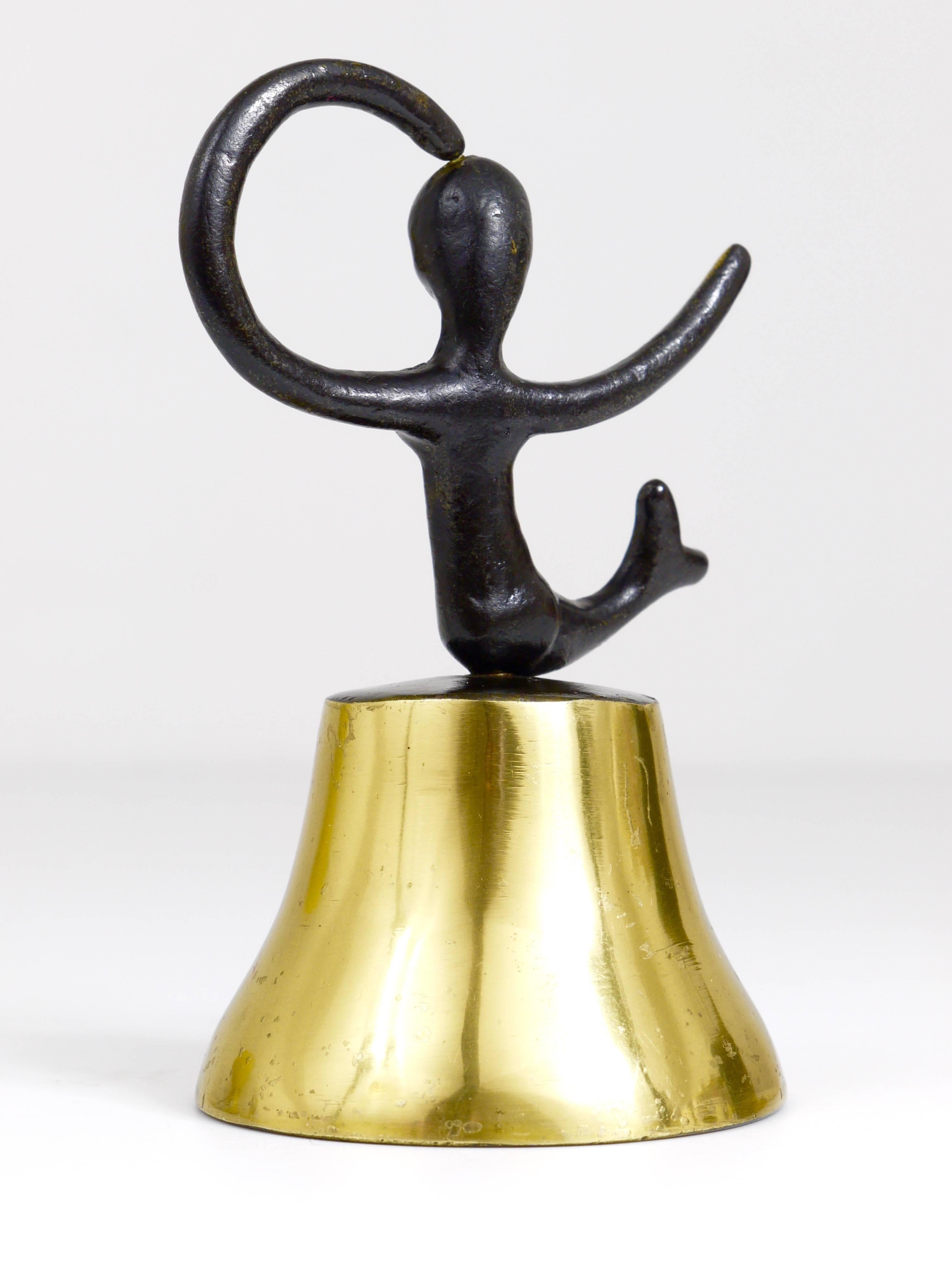 Mid-Century Modern Walter Bosse Mermaid Brass Dinner Bell by Hertha Baller, Austria, 1950s