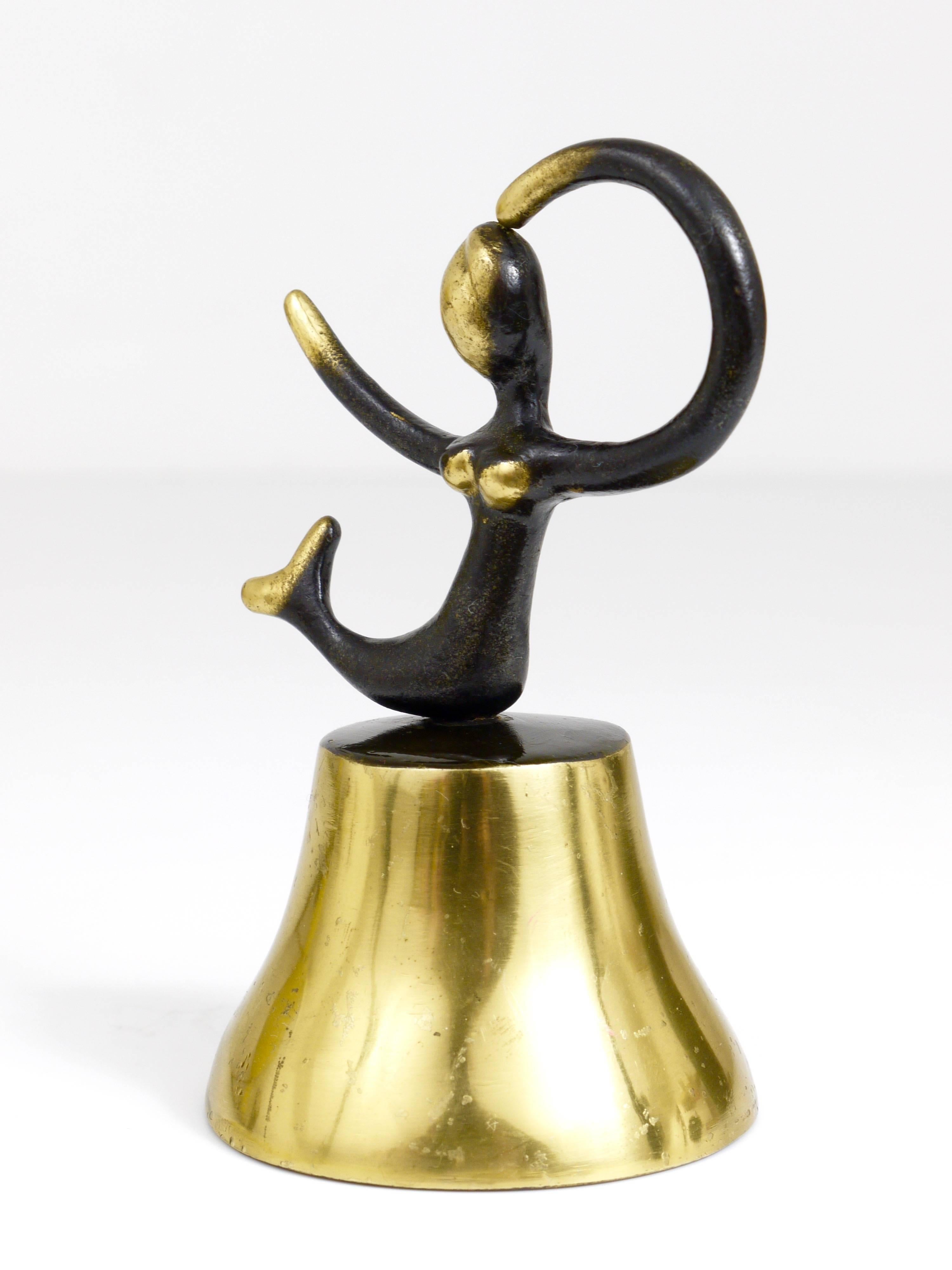 Austrian Walter Bosse Mermaid Brass Dinner Bell by Hertha Baller, Austria, 1950s