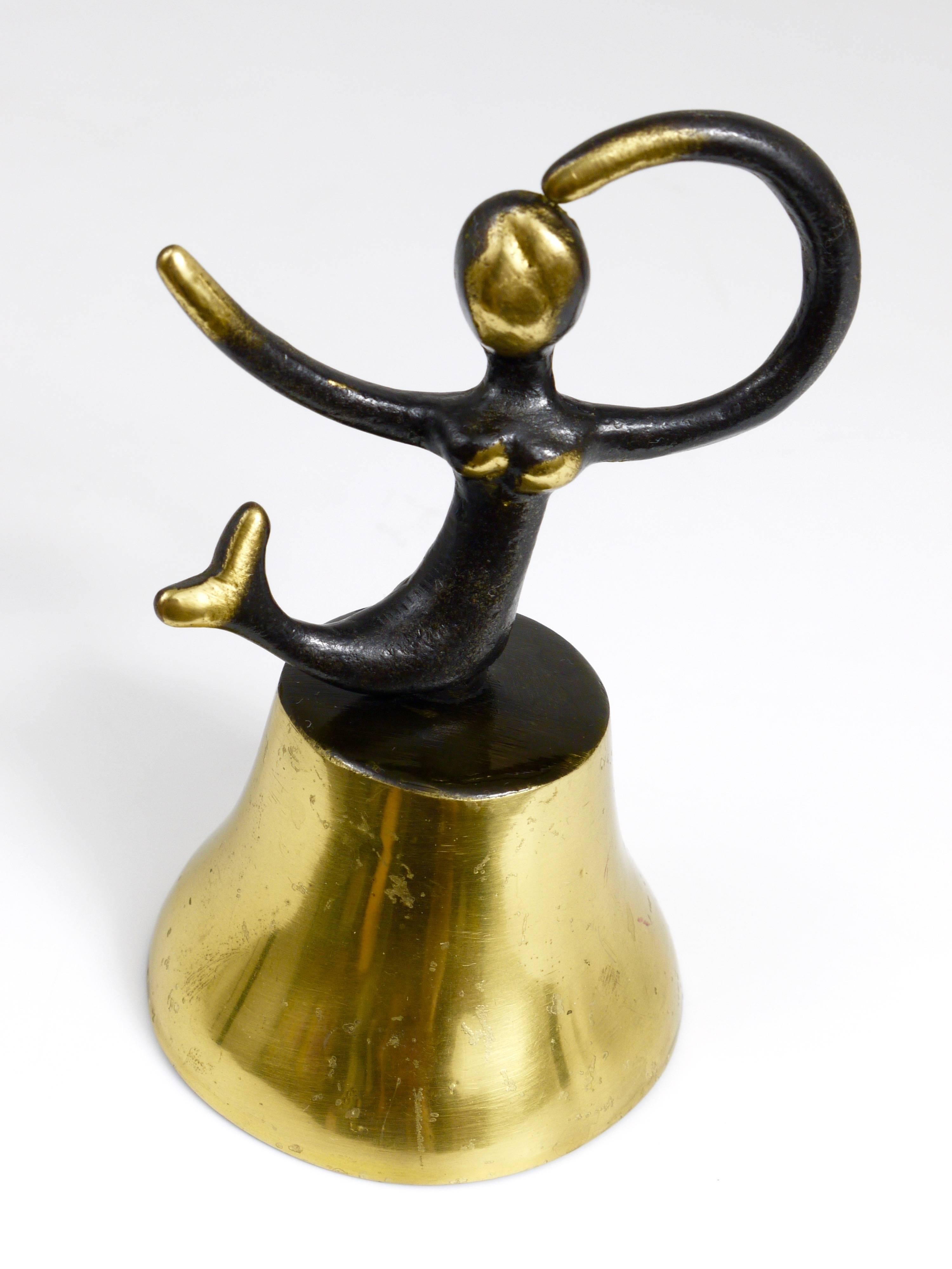 Walter Bosse Mermaid Brass Dinner Bell by Hertha Baller, Austria, 1950s 3