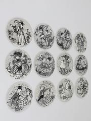 12 Decorative Month Wall Plaques by Bjorn Wiinblad for Nymolle, Denmark, 1970s