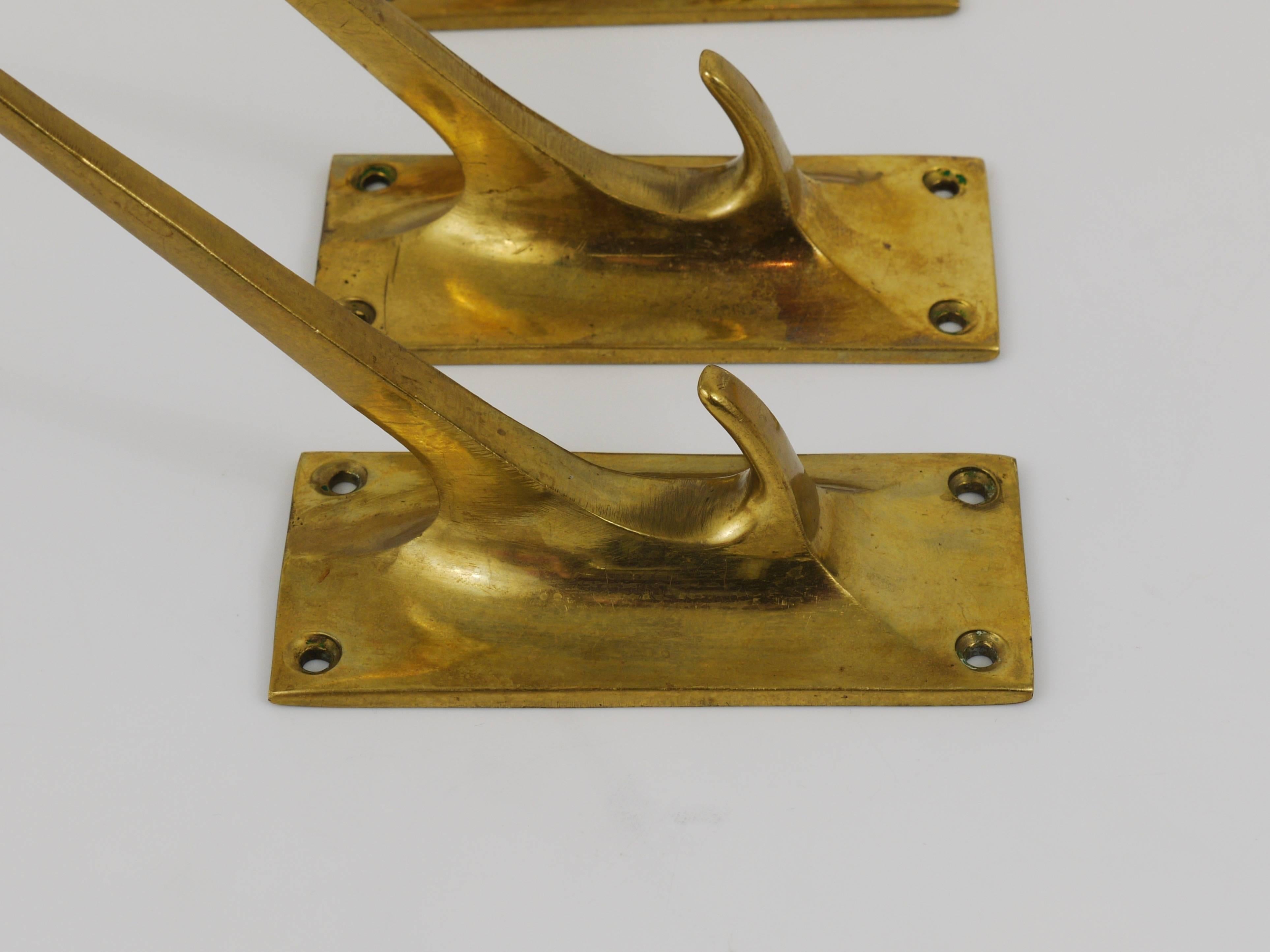Early 20th Century Up to Six Wall Hooks by Adolf Loos for Knize, Brass, Austria, 1909
