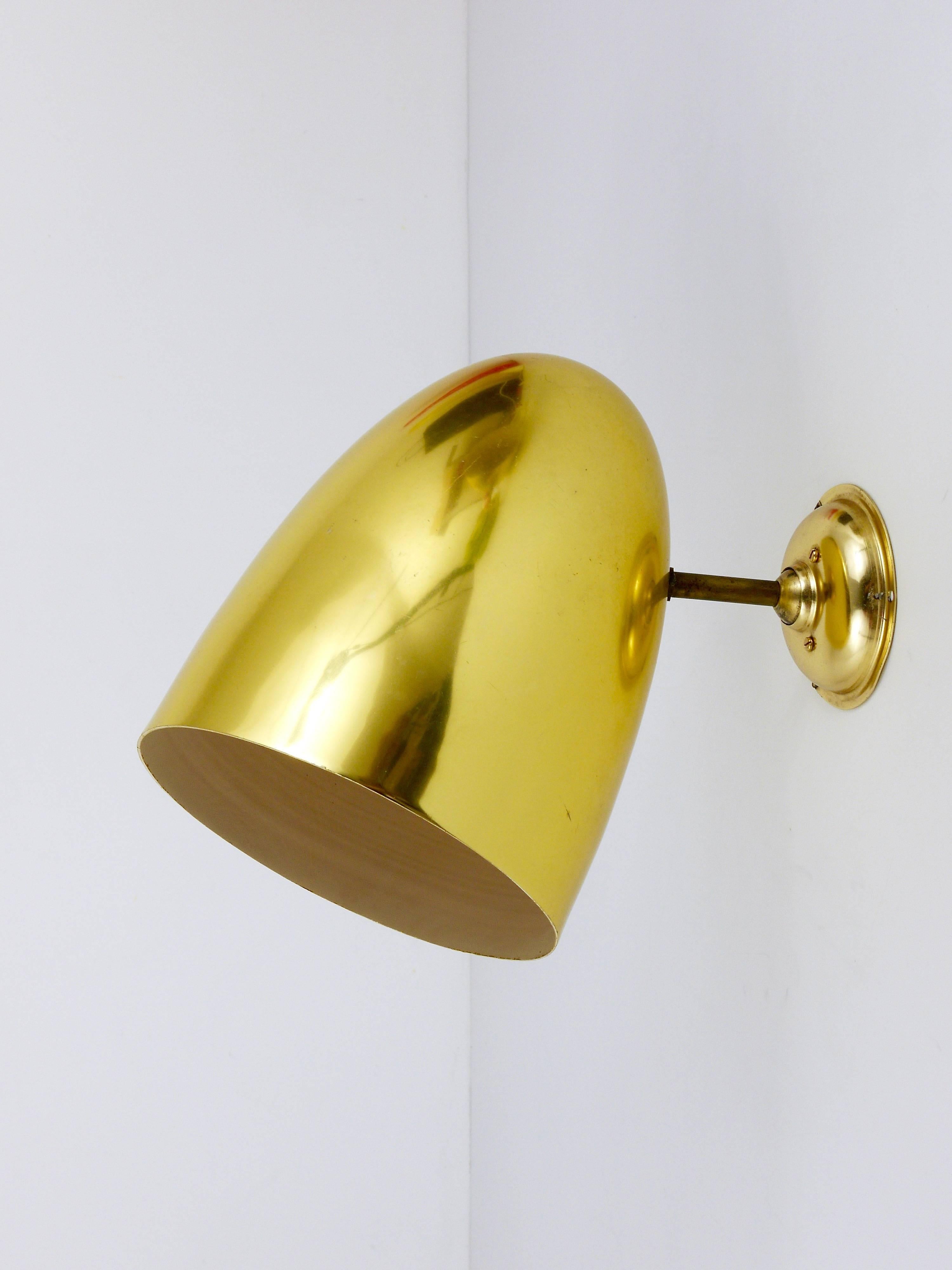 Pair of Golden Modernist Brass Sconces, Italy, 1950s 1