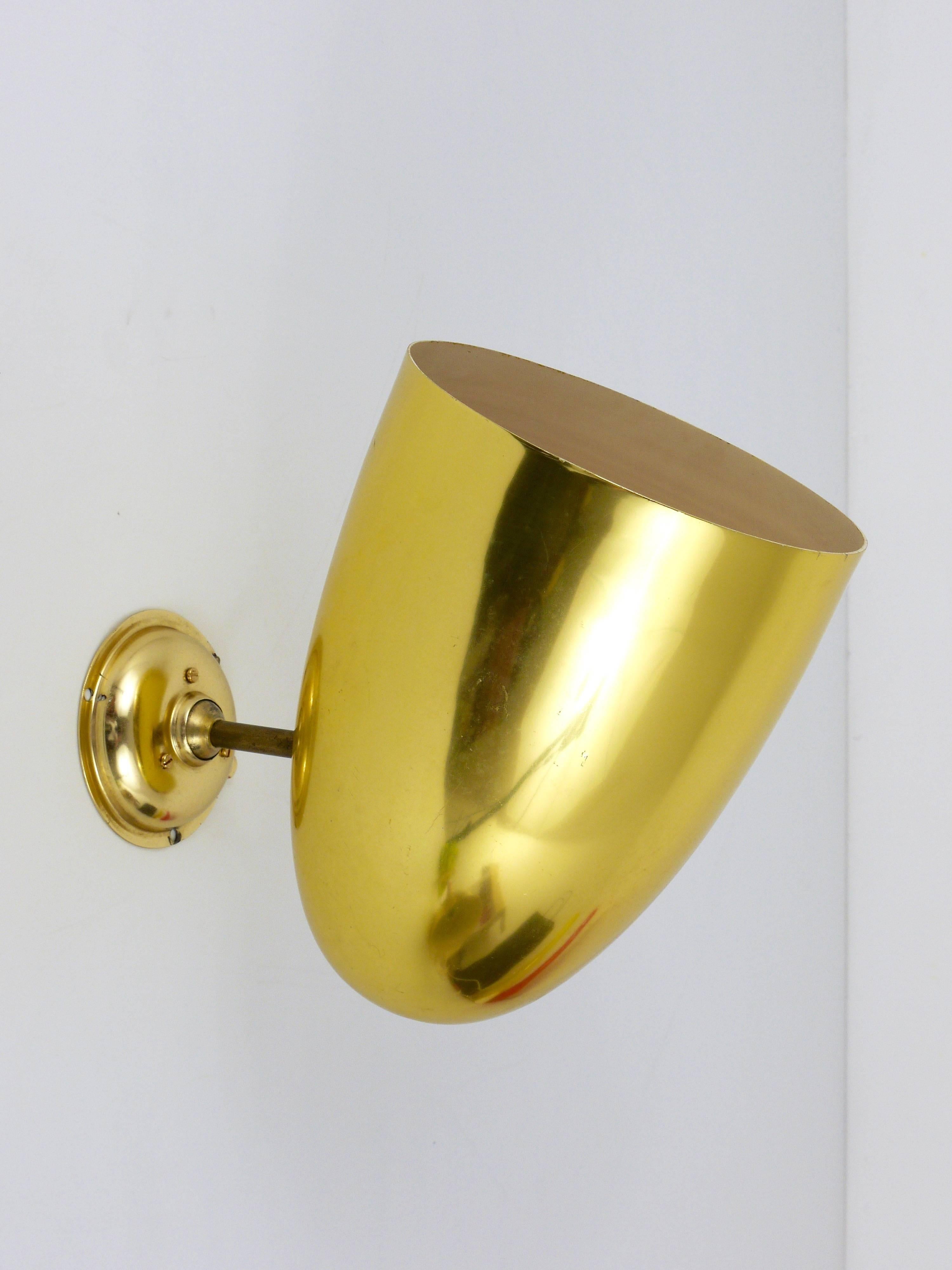 Pair of Golden Modernist Brass Sconces, Italy, 1950s 3