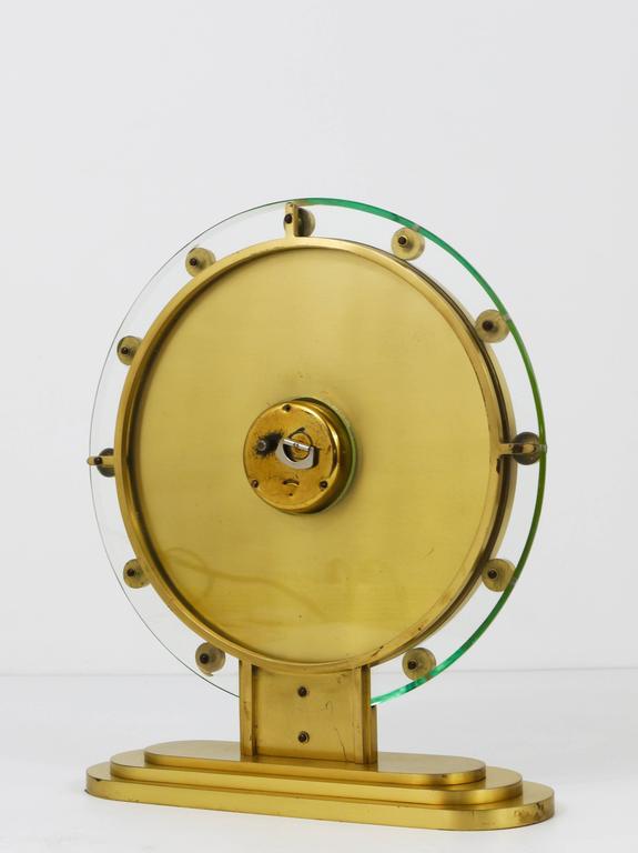 Large Modernist Brass Table Clock, Germany, 1950s For Sale 1