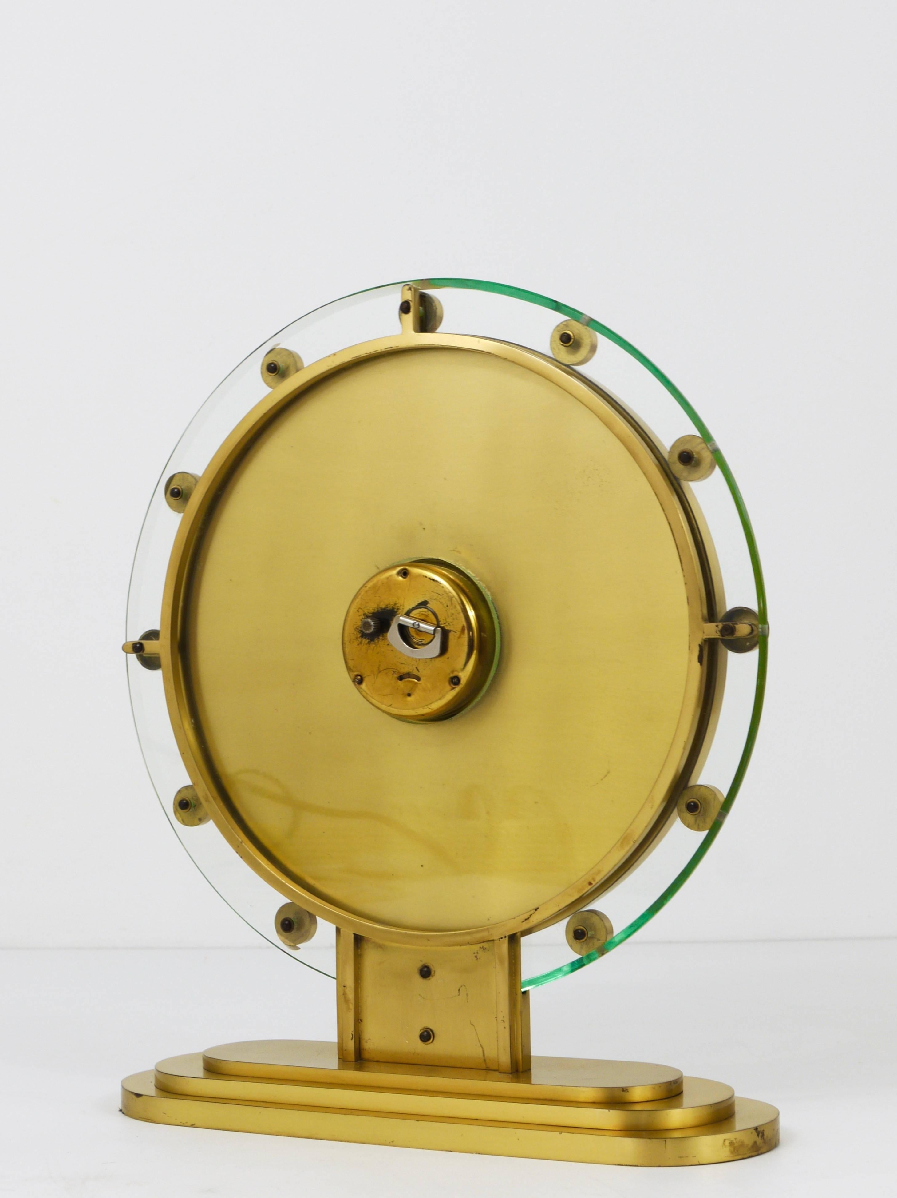 20th Century Large Modernist Brass Table Clock, Germany, 1950s