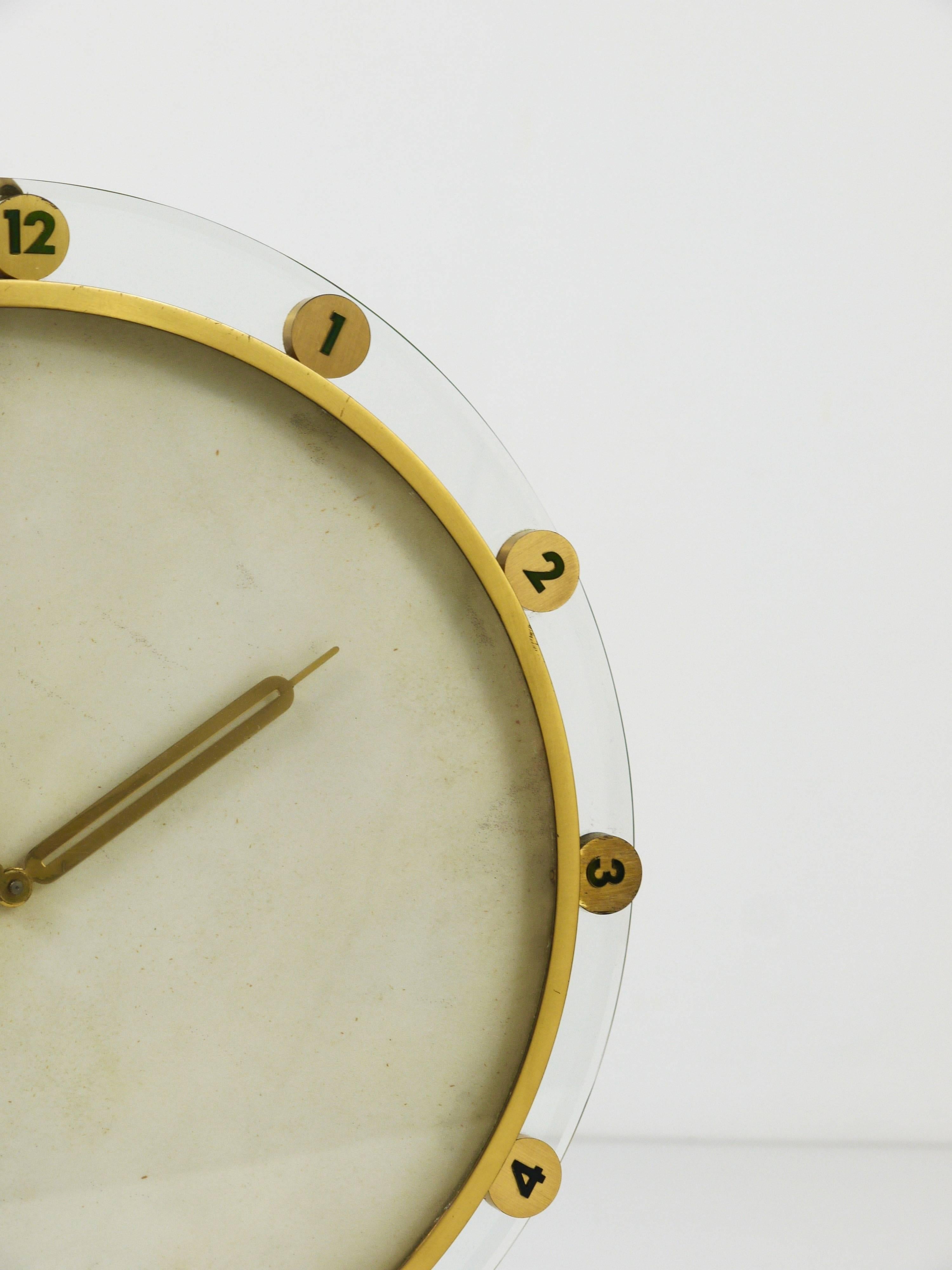 Large Modernist Brass Table Clock, Germany, 1950s 2